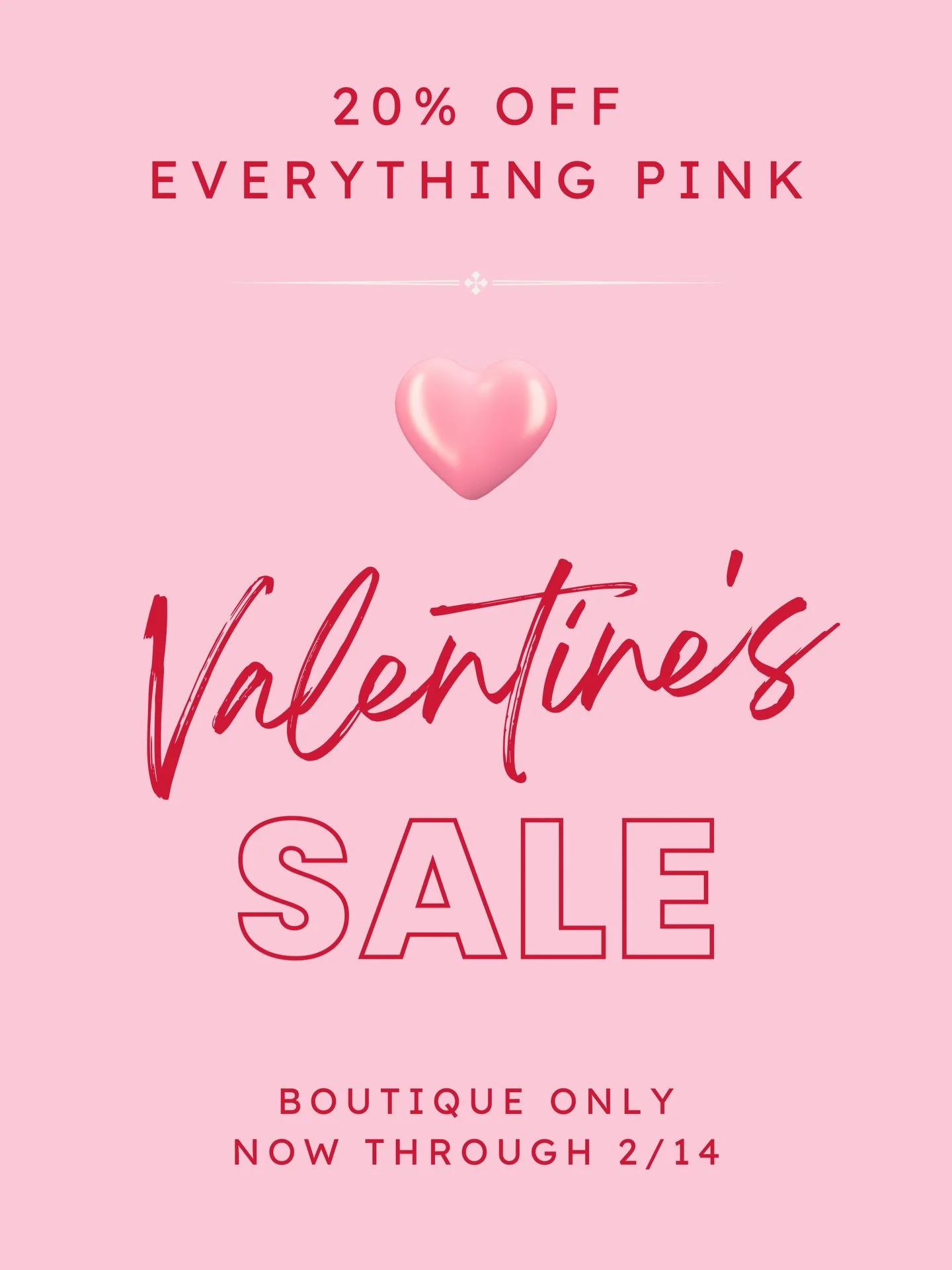 𝘛𝘩𝘪𝘯𝘬 𝘱𝘪𝘯𝘬 🎀💖💗💕 Now through Valentine&rsquo;s Day get all of your fav pink products 20% OFF at Boutique at Pure 

#valentinesdaysale #boutiquesale #boutiquekalamazoo #holidaydiscount #treatyourself❤️