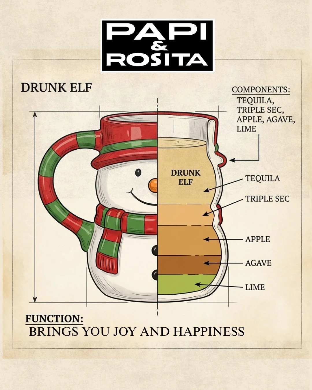 Check out these delicious components of our Drunk Elf at Papi en Rosita! Have you tried it yet?🍹