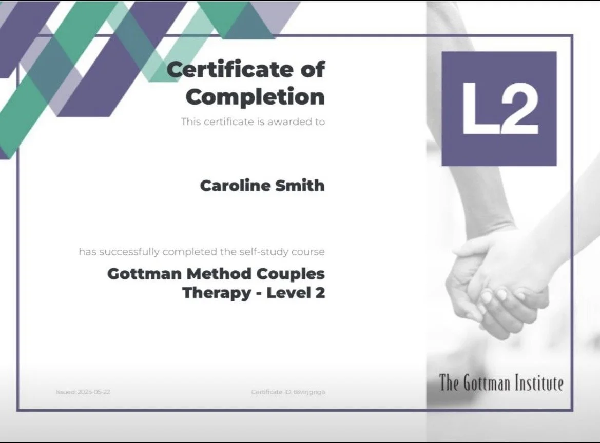 Certificate of Completion Gottman Level 2 Gottman Couples Therapist