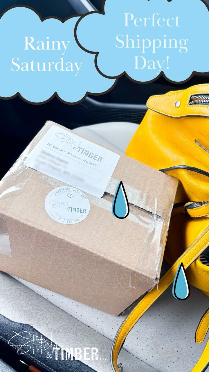 There’s something about a rainy day that makes packing up handmade goodies feel extra cozy. 📦☔️ One Stitch & Timber package is on its way to WV, another made it safely to PA yesterday. Thank you for your endless support, patience, and kind