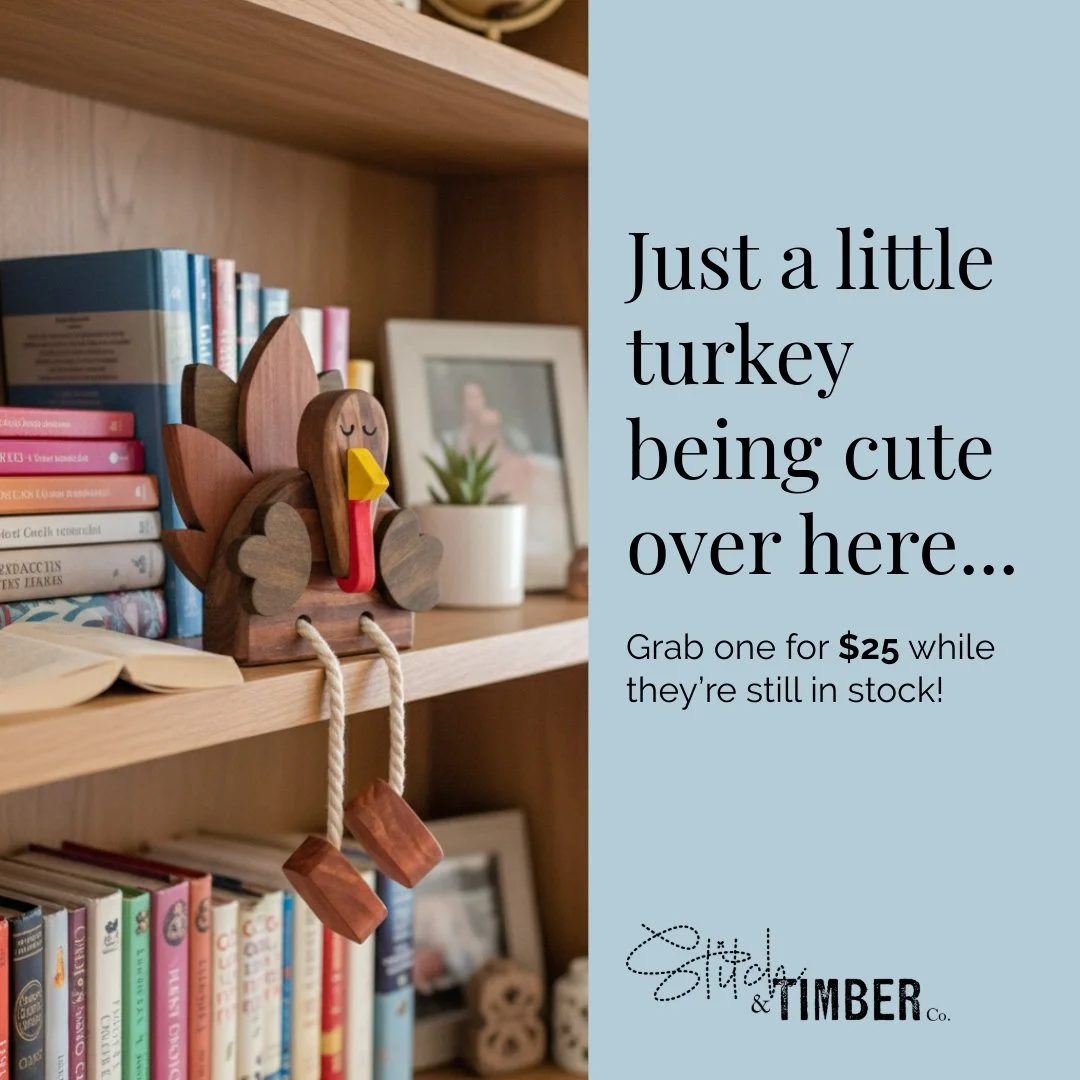 Add a touch of warm handmade charm to your home 🦃 💛 
This wooden turkey shelf sitter is the cutest accent for bookshelves, mantles, and entry tables.

Hurry - limited quantities available! Make your home holiday-ready and grab yours today.
stitchan