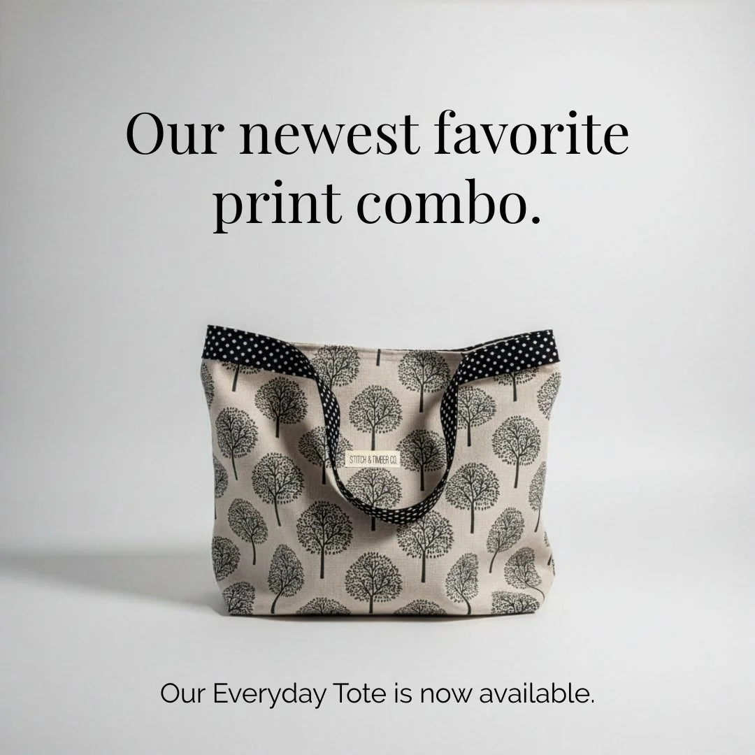 We love when something is both useful and adorable 🤍 But honestly? We&rsquo;re slightly obsessed with this print. Fully lined. Small batch handmade. $38 Available now.

stitchandtimberco.com/shop/p/everyday-tote