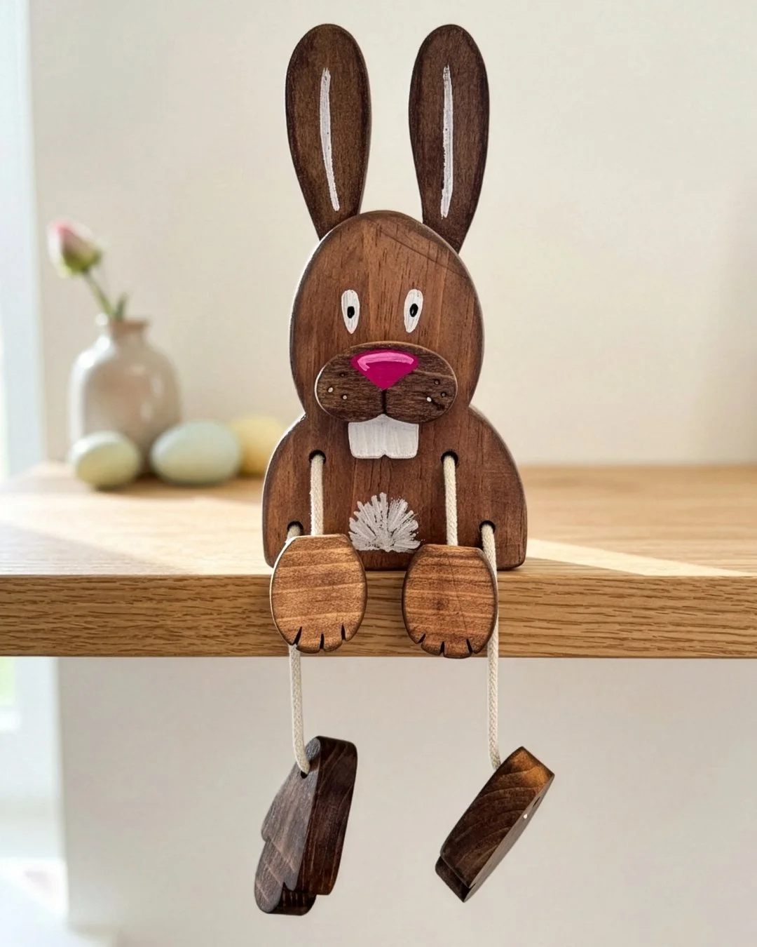 Our handmade Easter Bunny Shelf Sitter has officially arrived 🐰 

Solid wood.
Cotton puff tail.
Dangly little legs.

$25 | Link in bio