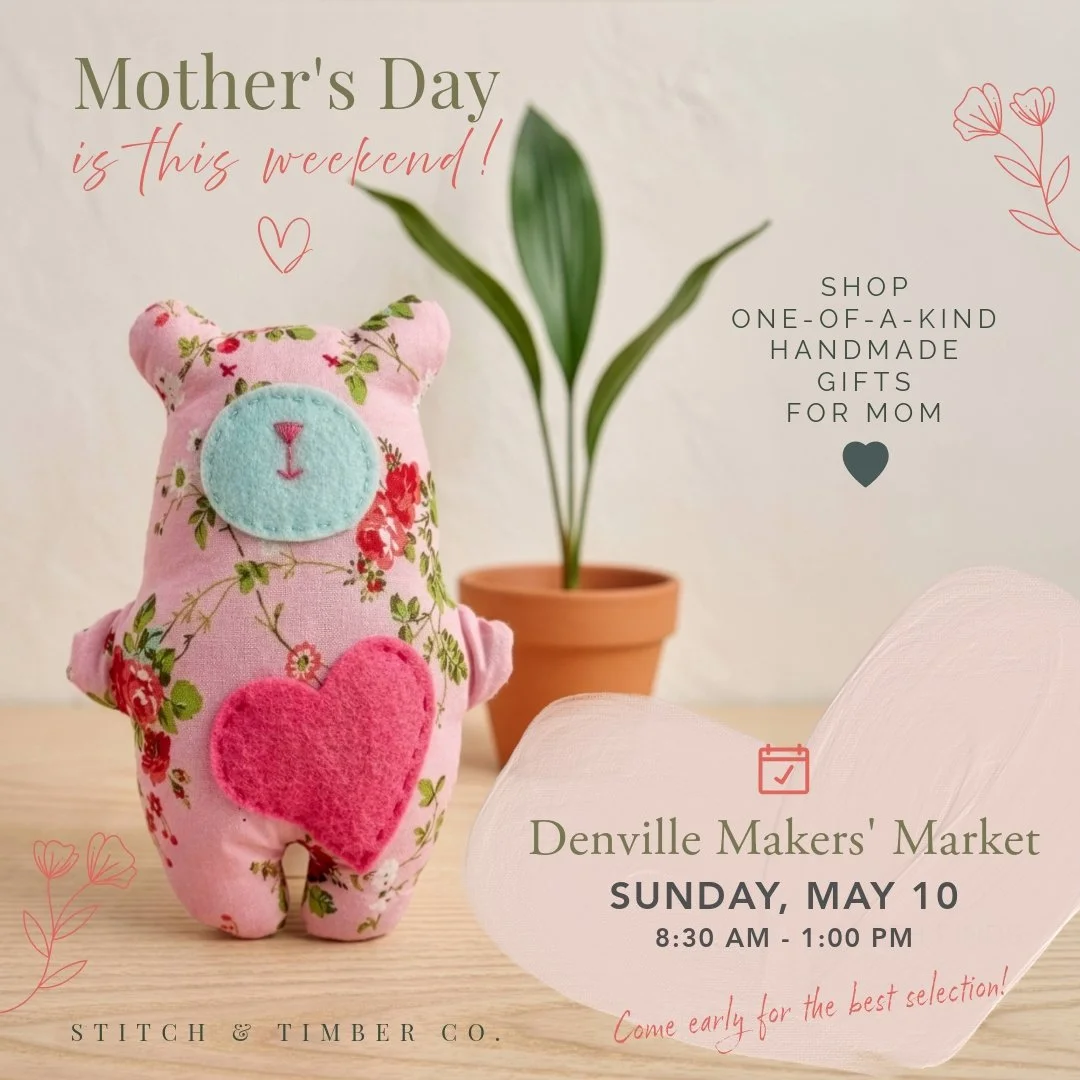 Some things just feel meant to be &hearts;️ 🌷

The Denville Makers&rsquo; Market was the very first show we ever did as Stitch &amp; Timber Co&hellip; on a Mother&rsquo;s Day we&rsquo;ll never forget 🥹

Getting to come back again this Sunday&mdash;