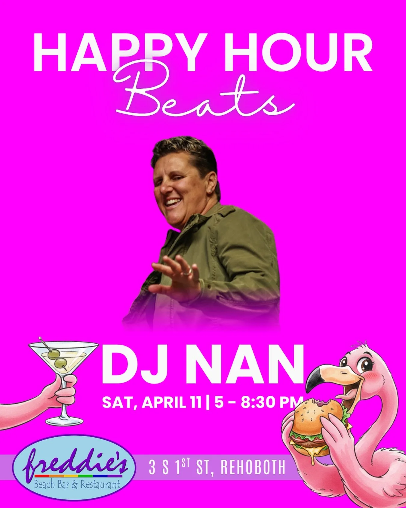 THIS SATURDAY 🎧 #DJNAN is BACCKK for #HappyHourBeats 5-8:30 PM!!🎉

Kick off Saturday night with great music&hellip; and legendary deals like our $8 Ketel One Martini 🍸

Reserve your table today at Freddiesrb.com!

#rehoboth #rehobothbeachde #gayba