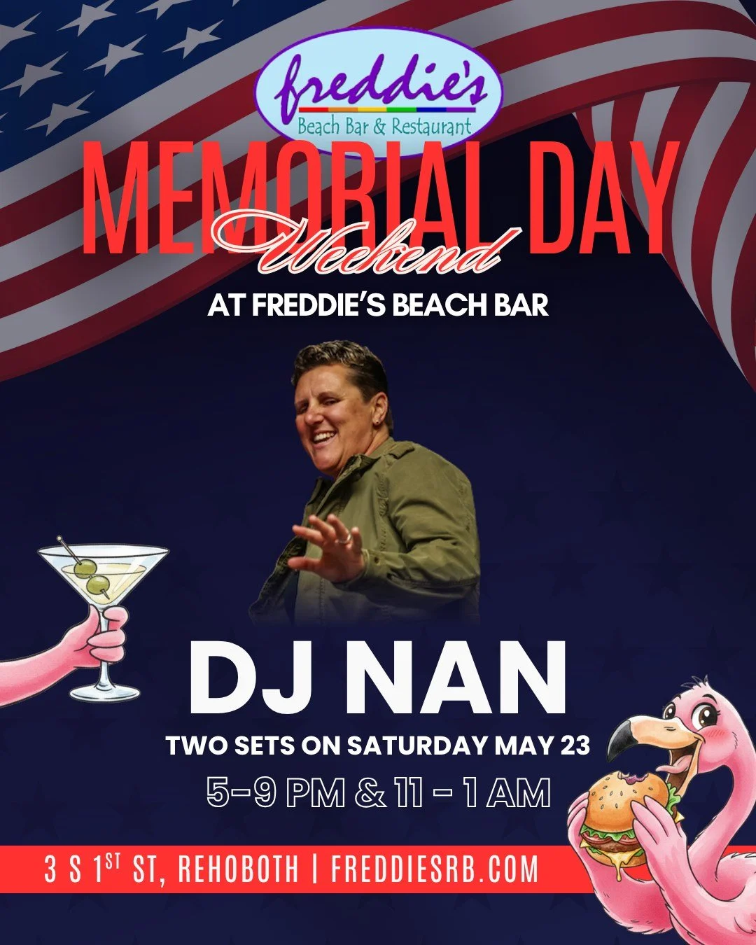DJ Nan is taking over Memorial Day Weekend Saturday, May 23! 🎧✨

Catch two big sets at Freddie&rsquo;s:
🕒 5&ndash;9 PM &amp; 11 PM&ndash;1 AM | NO COVER!

👑 From 9&ndash;11 PM, join us for our famous #FreddiesFolliesDragShow!

#FreddiesBeachBar #R