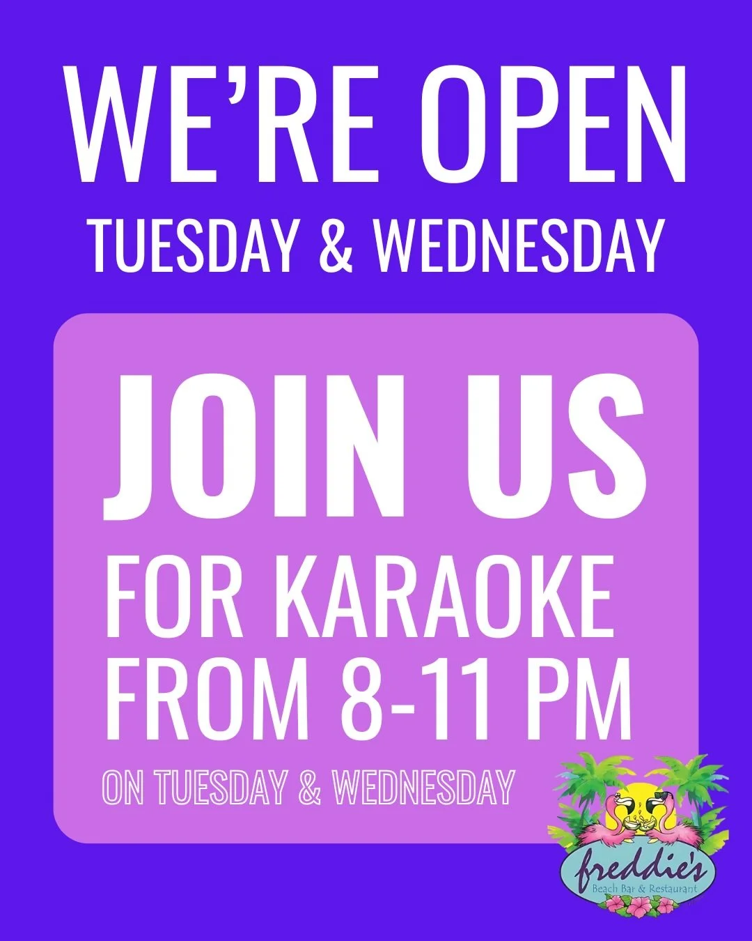 NEW HOURS! 🎤

We&rsquo;re now open Tuesdays and Wednesdays from 5&ndash;11 PM!

Join us for Karaoke from 8&ndash;11 PM on both Tuesday and Wednesday nights. Grab a drink, pick your song, and sing the night away with us! 🎶

#RehobothBeach #KaraokeNi