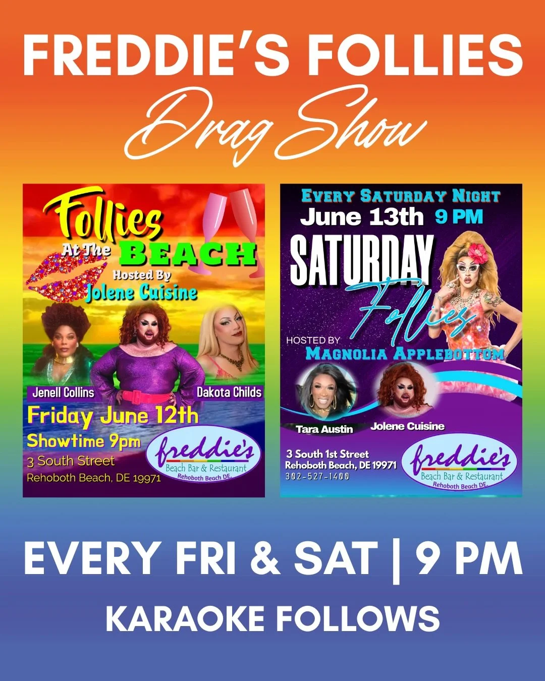 The cast is set and #FreddiesFollies is ready to take the stage! 💃✨

Join us this Friday and Saturday at 9 PM for another unforgettable weekend of dazzling performances, big laughs, and nonstop entertainment featuring this week&rsquo;s incredible li
