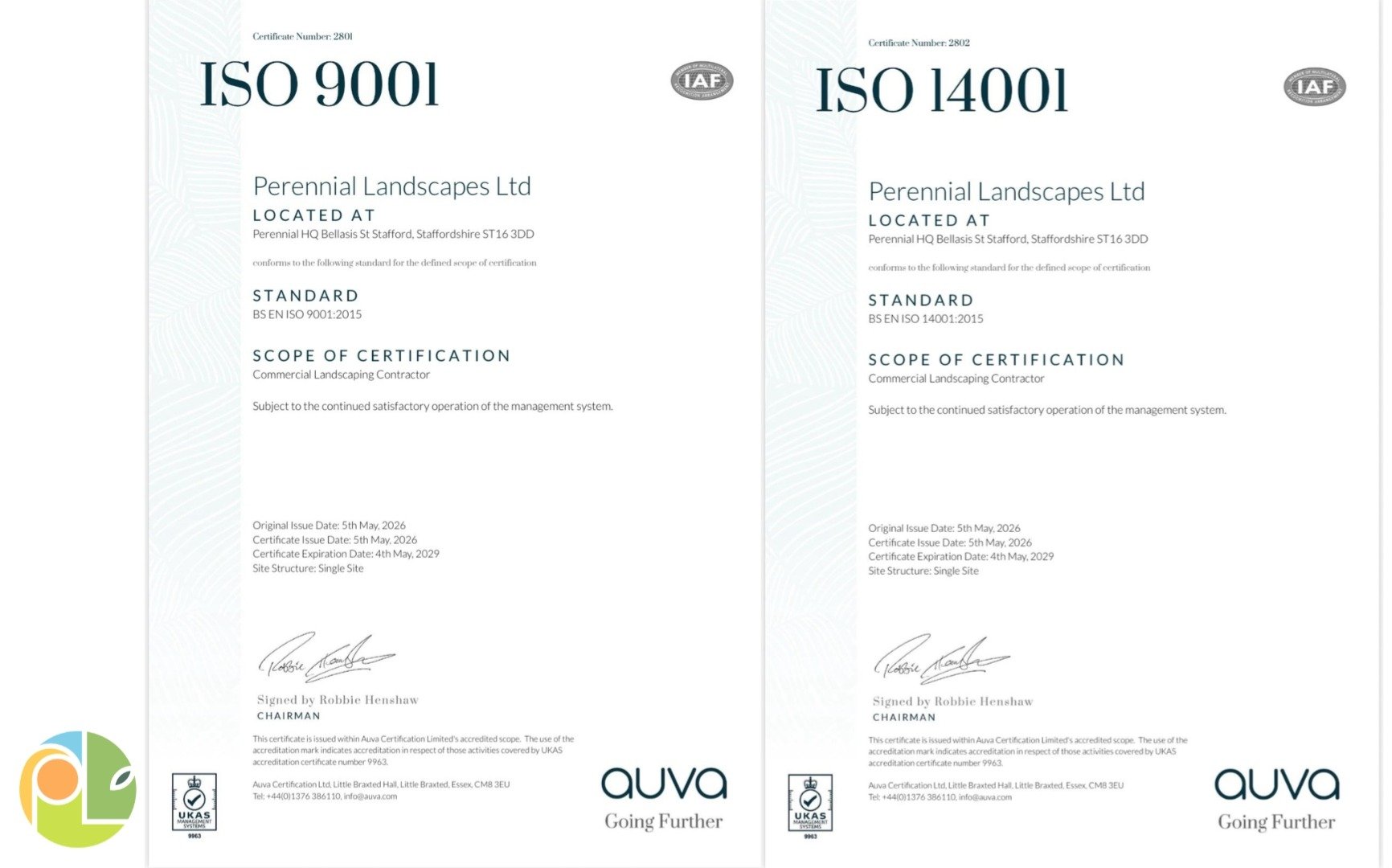 We have officially achieved both    ISO 9001 and ISO 14001.