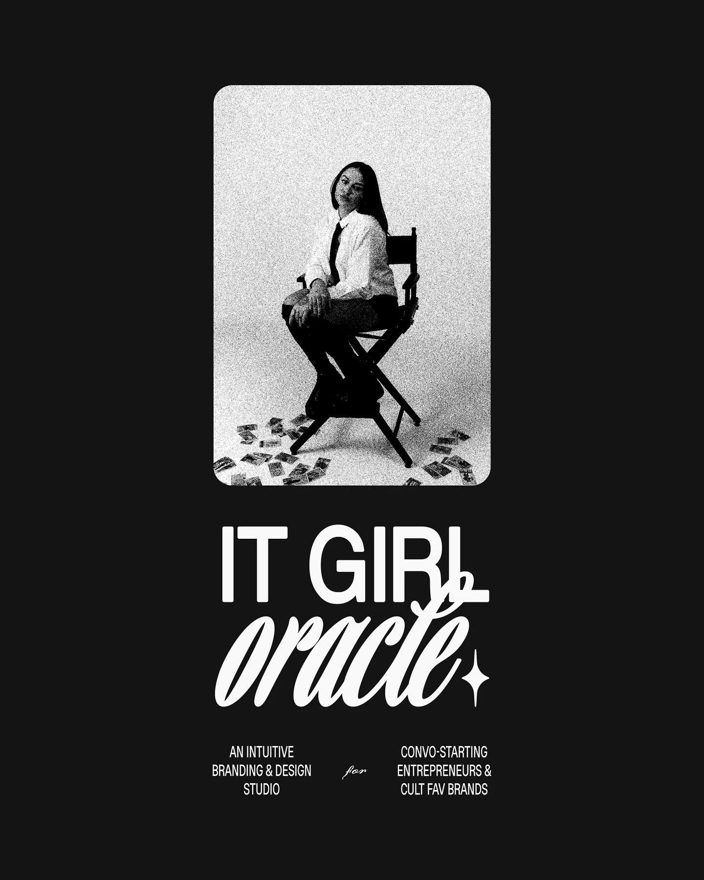 HARD LAUNCH! mia freda design is now IT GIRL ORACLE 🔮 an intuitive branding &amp; design studio for convo-starting entrepreneurs &amp; cult fav brands 🎱  hi, it&rsquo;s still me (@miafrda ) 🤭 many of you know me as your graphic designer (and i&rsq