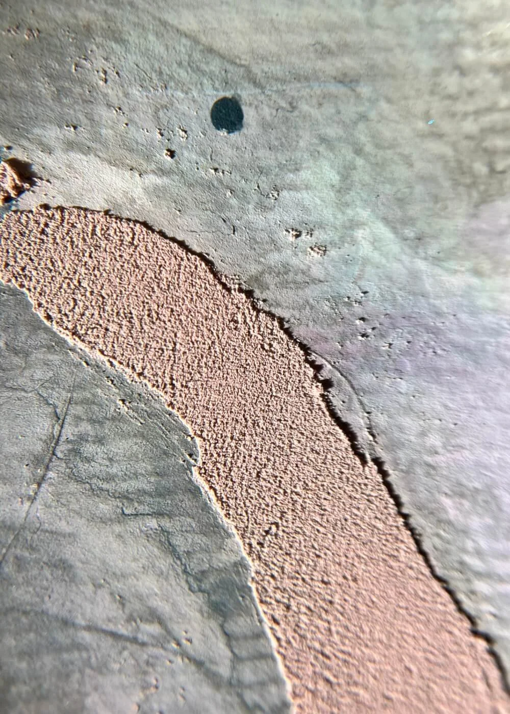 Close-up of tactile lilac and blush layers merging softly, reflecting emotional openness and the whispered guidance of inner peace.