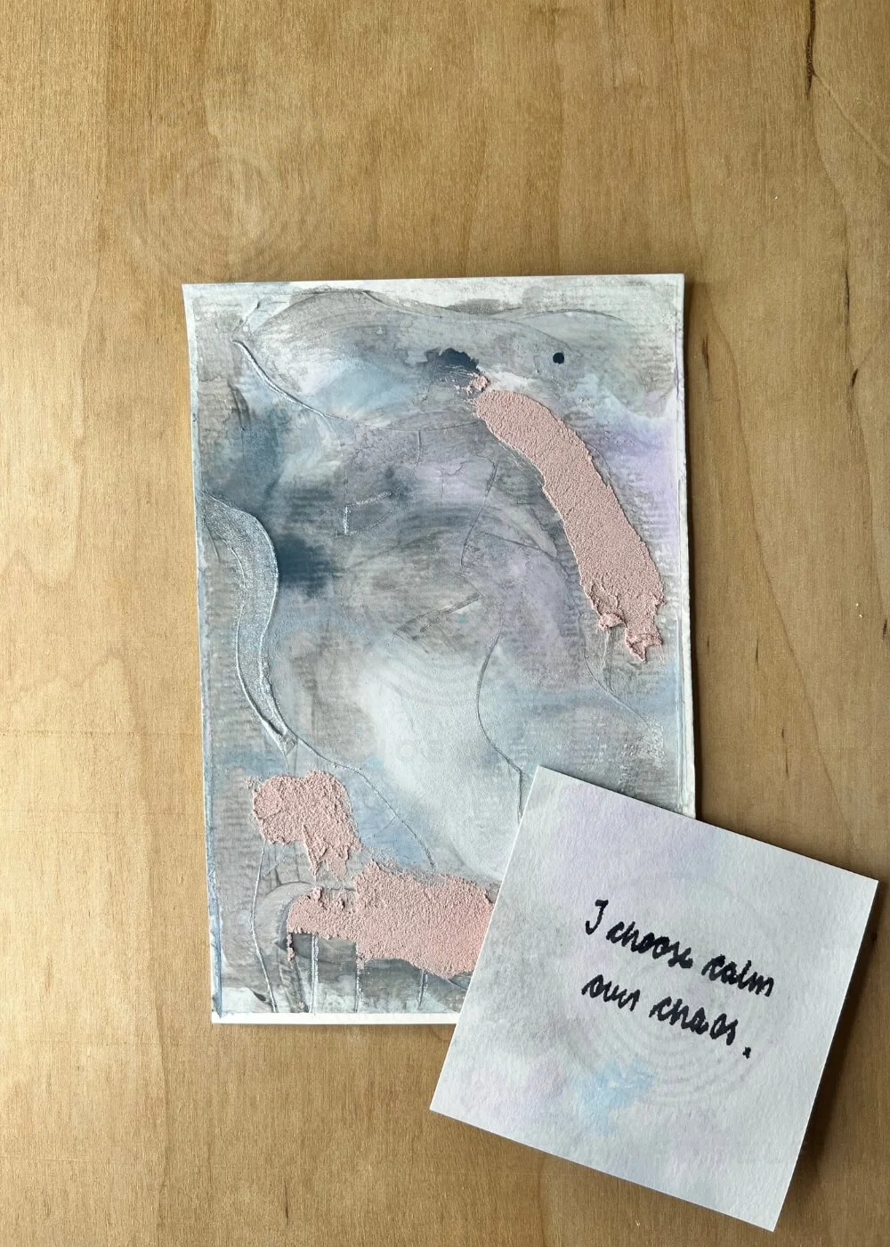 The artwork When Clarity Whispers with a handwritten affirmation reading ‘I choose calm over chaos,’ representing clarity emerging from serenity.