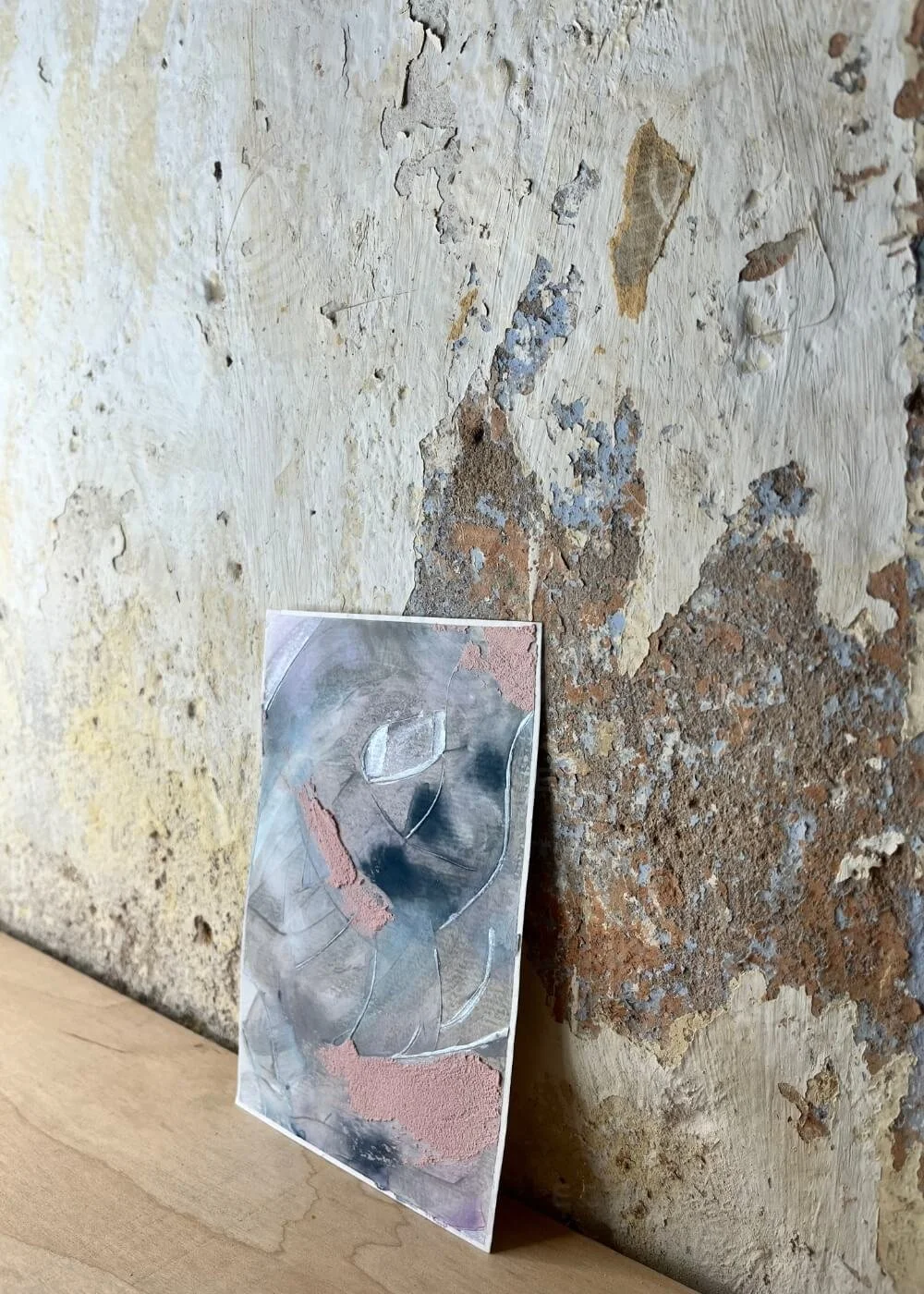 Side perspective of Between the Inhale and the Exhale, showing layered pigments and tactile surfaces that evoke grounded serenity and emotional restoration.