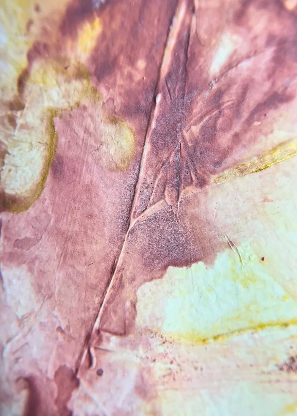 Abstract close-up of “Held by Myself No. 4,” revealing delicate tactile surfaces and earthy tones for grounding and self-love.