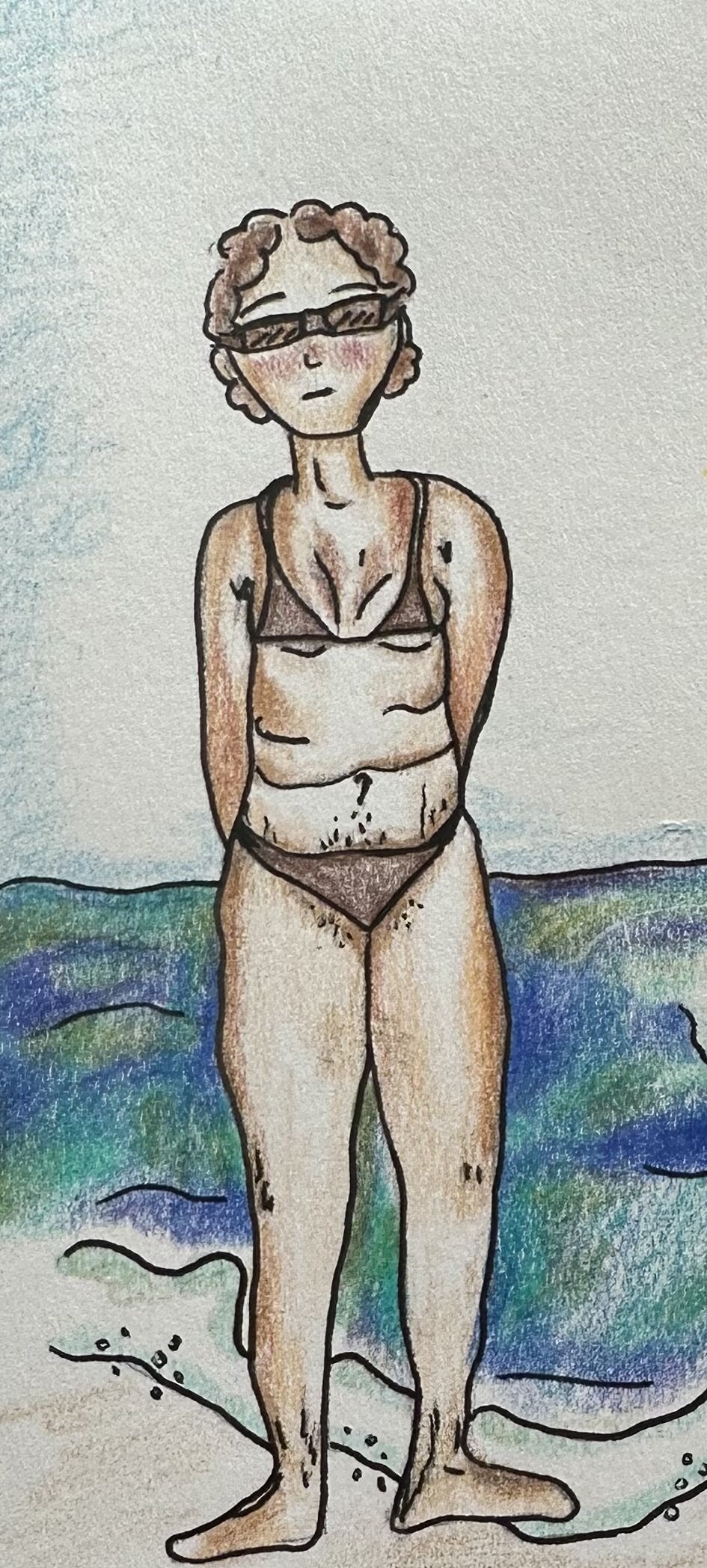 Tiny Bikini, Ink and Colored Pencil 2025