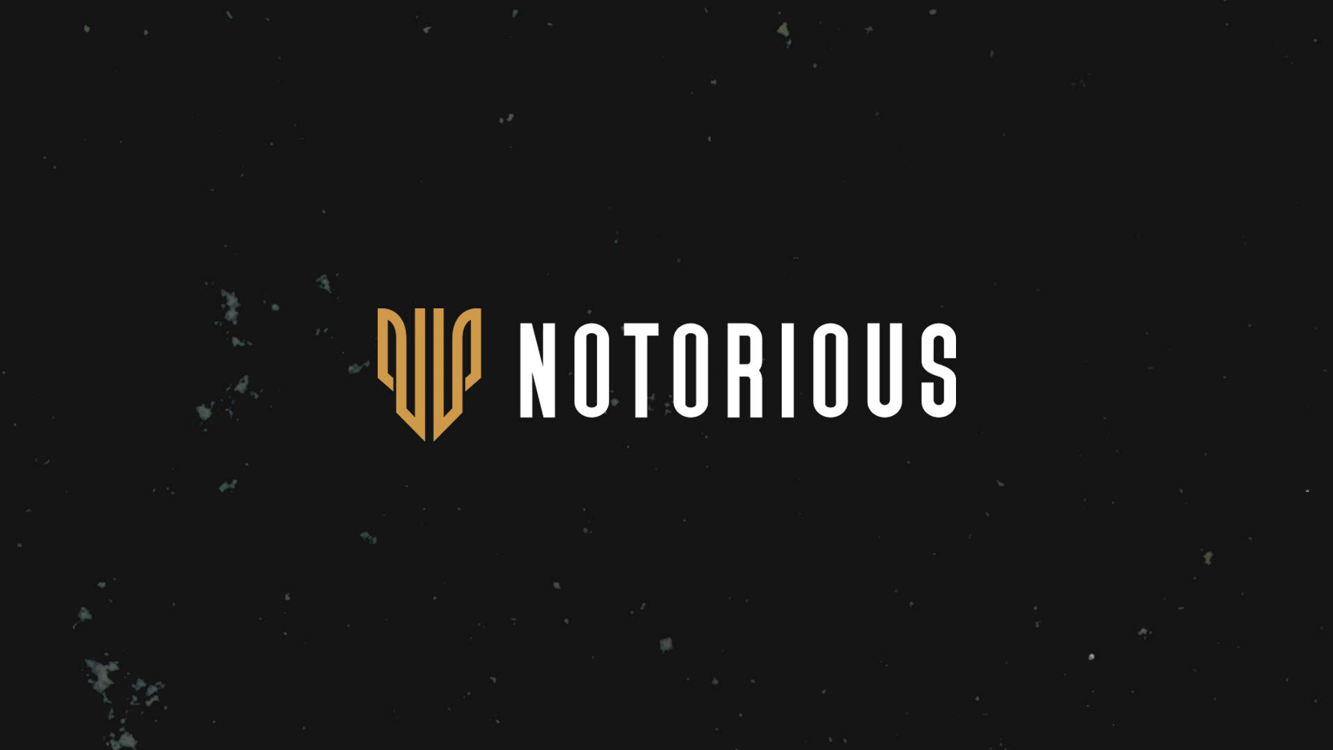 Logotipo de la saga de videojuegos "Notorious" con fondo negro y detalles grises, con la palabra "NOTORIOUS" en letras blancas.
