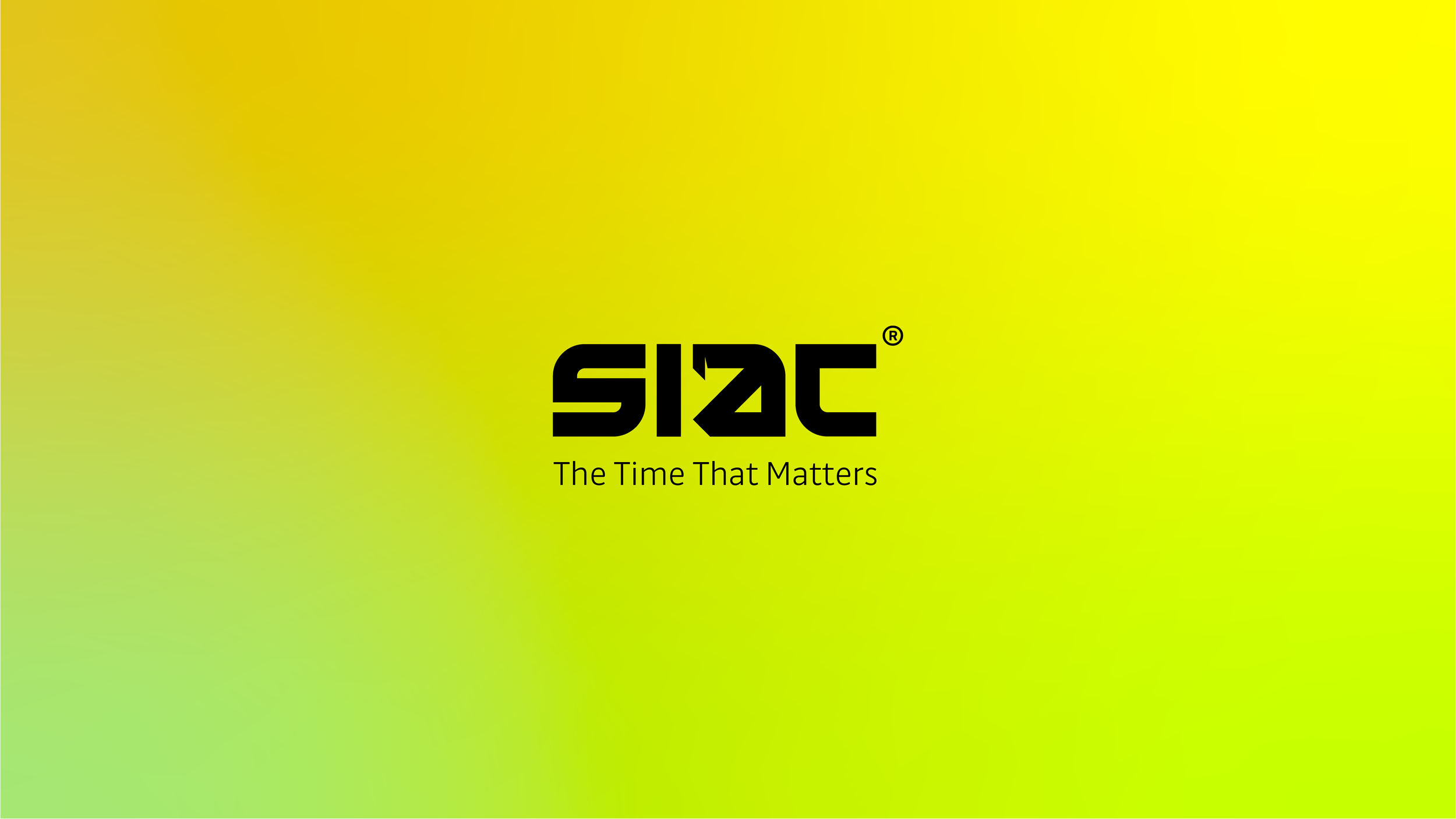 Logo de la marca SIAC con fondo gris y negro, acompañado de la frase 'El tiempo que importa'