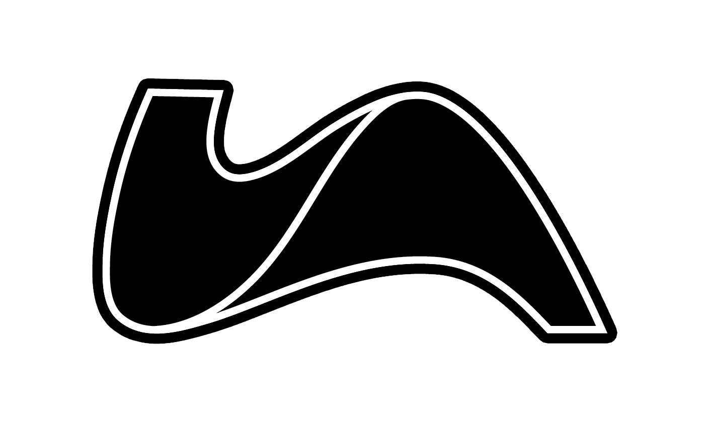 Logotipo que representa una letra "L" y una "A" con líneas blancas sobre fondo negro.
