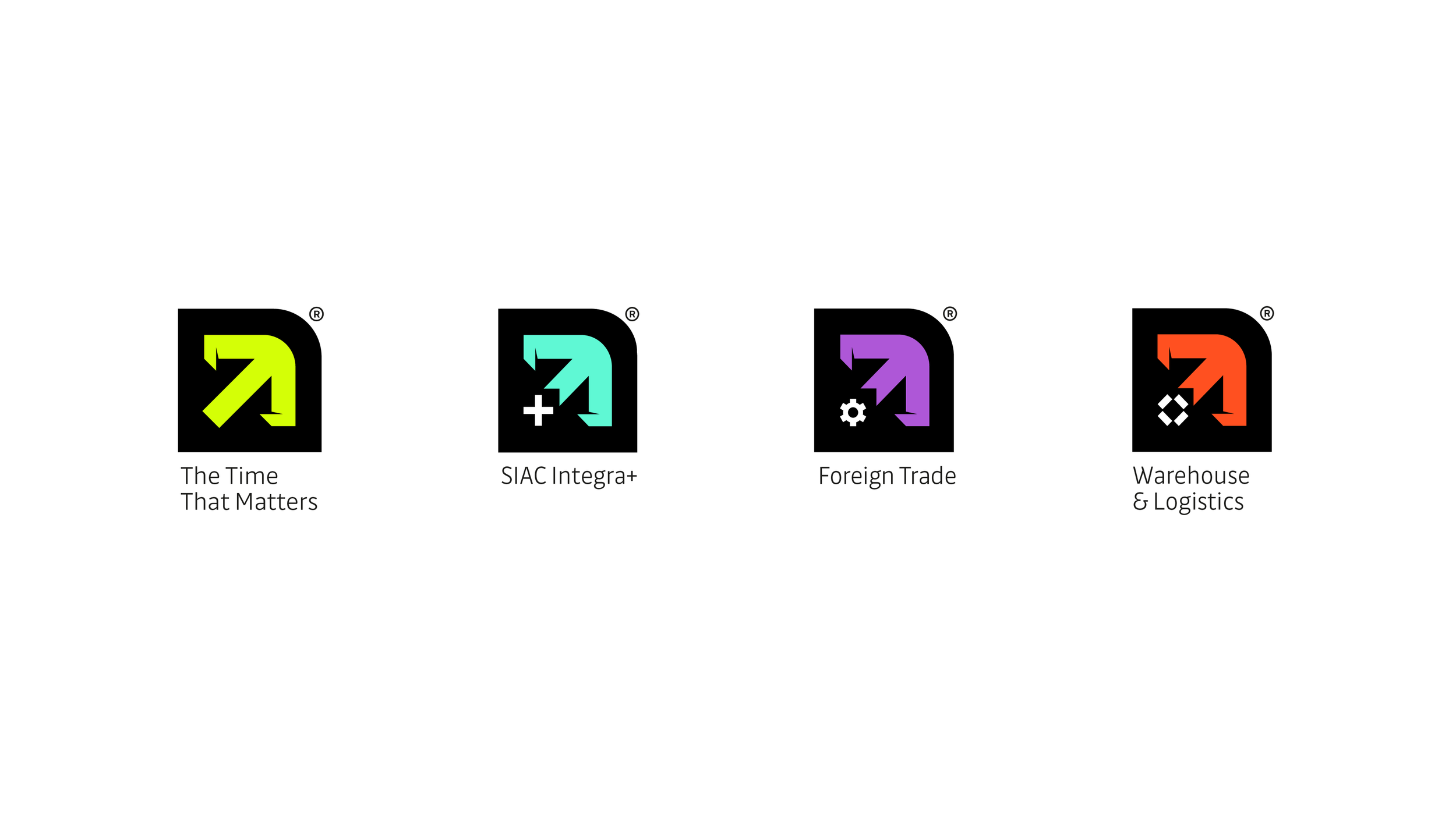 Iconos con flechas y texto en inglés y español relacionados con logística y comercio internacional.