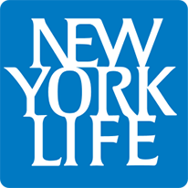 Logo of New York Life with white text on a blue background.