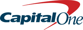 Capital One logo featuring the name and a red swoosh
