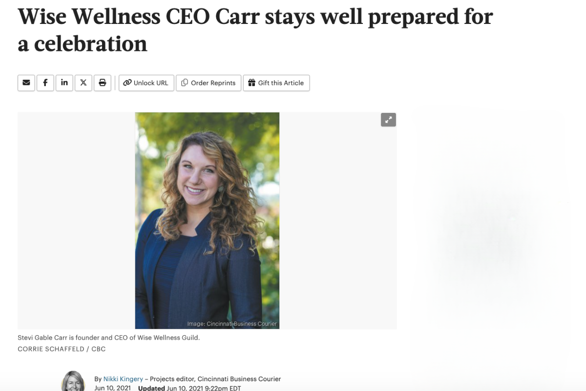Wise Wellness CEO Carr stays well prepared for a celebration
