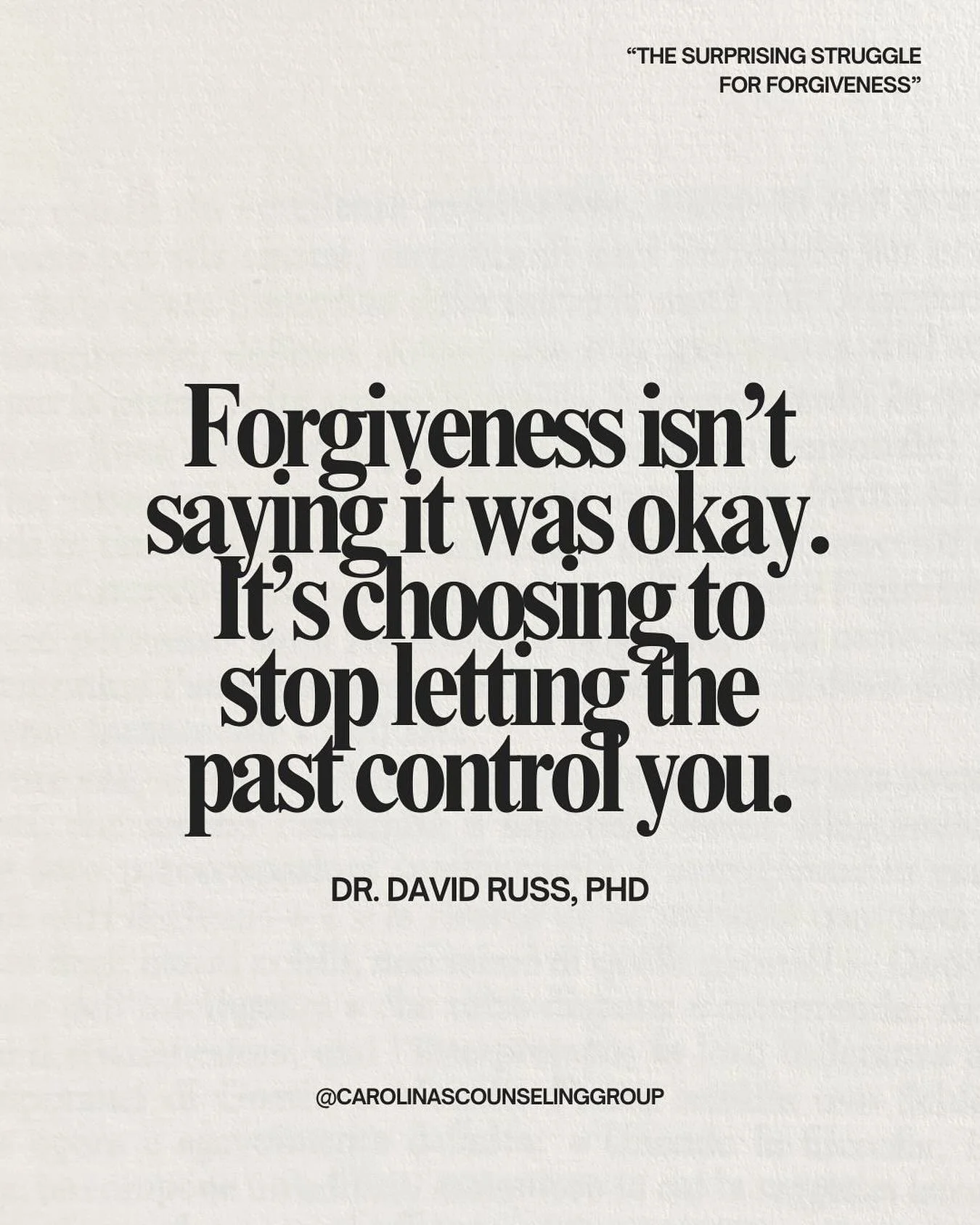 Forgiveness can feel deeply unfair. When someone hurts us, letting go can seem like we’re excusing what happened. But in his newest blog post, CCG co-founder and president Dr. David Russ explains why forgiveness isn’t about pretending eve