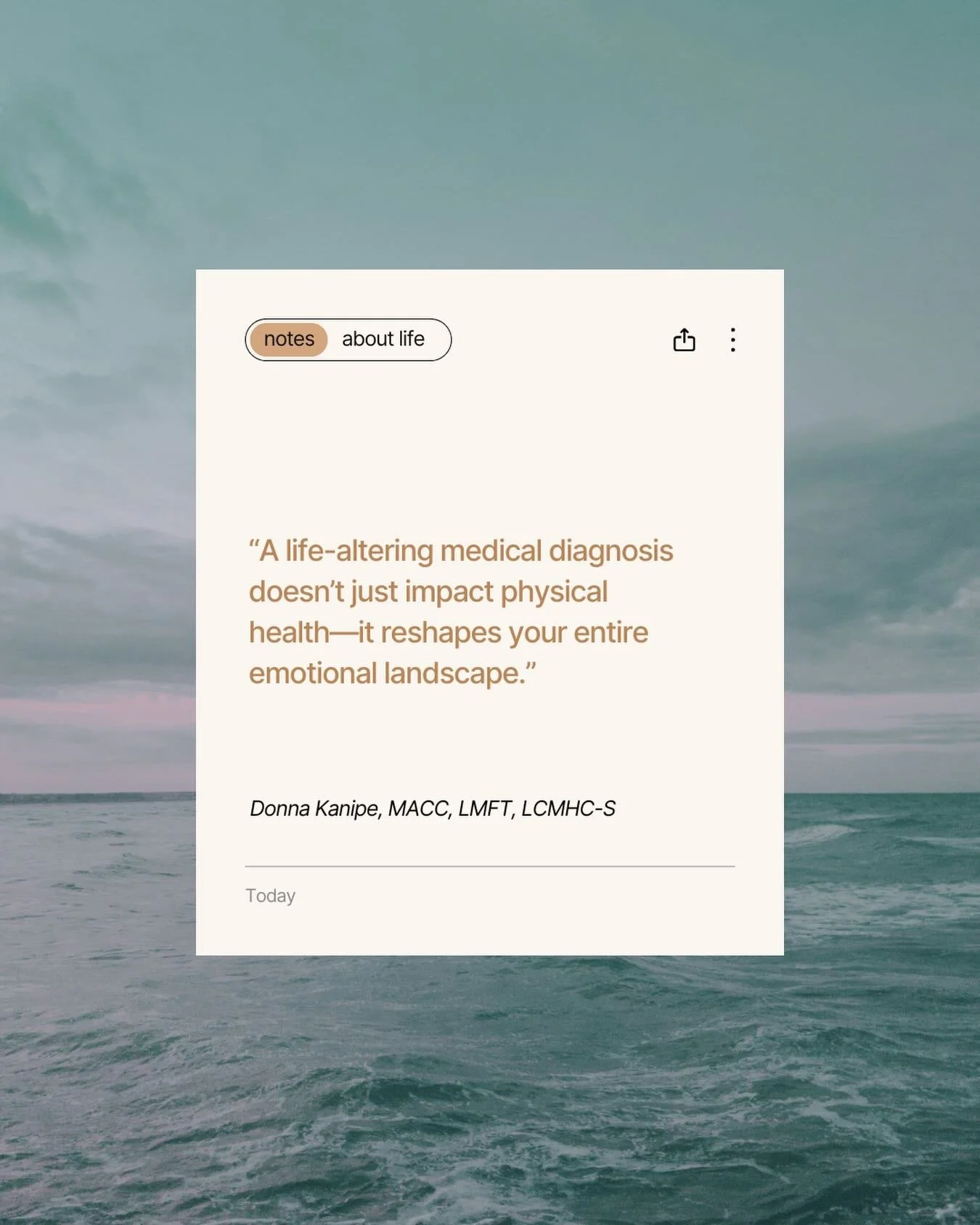 When facing a serious medical diagnosis, emotional support matters just as much as physical care.
Therapy can be a vital tool for navigating the storm&mdash;for individuals, caregivers, and couples.

📖Read the full blog by one of our clinicians Donn