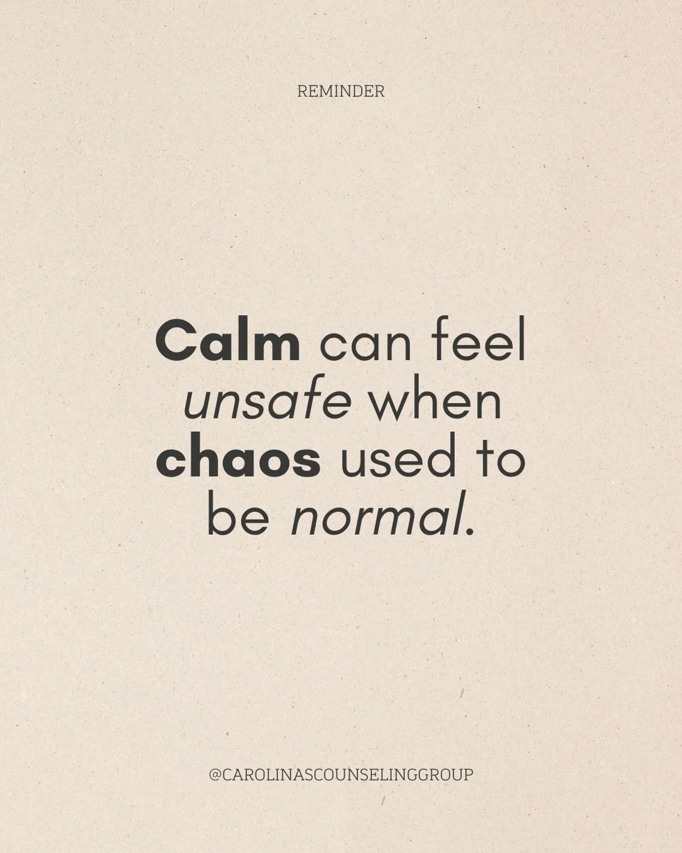 Calm doesn&rsquo;t always register as safe when your body was trained to survive chaos. Familiar isn&rsquo;t the same as healthy.

Some nervous systems don&rsquo;t interpret calm as safety right away. They interpret it as unfamiliar. And unfamiliar c