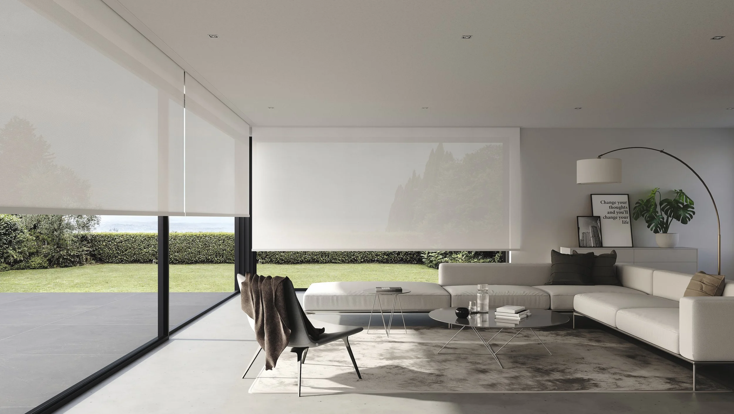 Roller Blinds in Modern Living Room