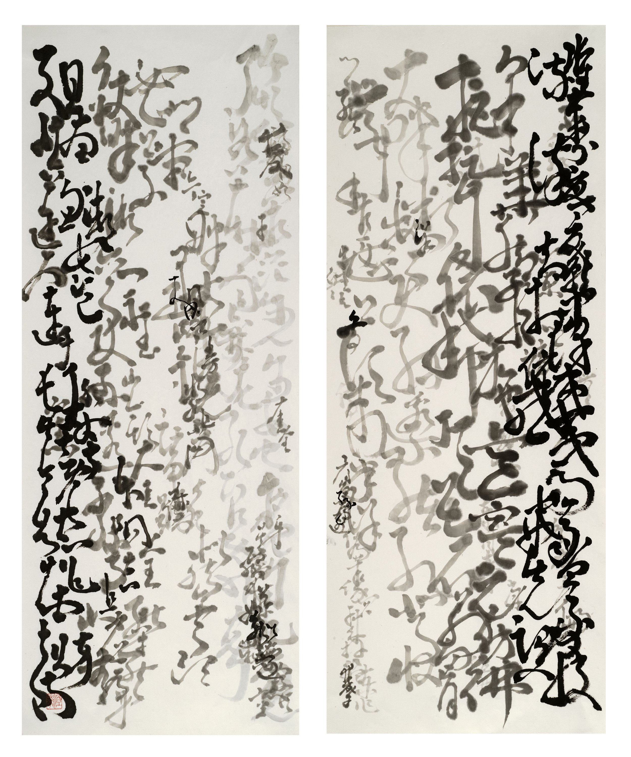 Not Looking for Perfection, Ink on rice Paper,
30"x12"(L), 30"x12"(R)