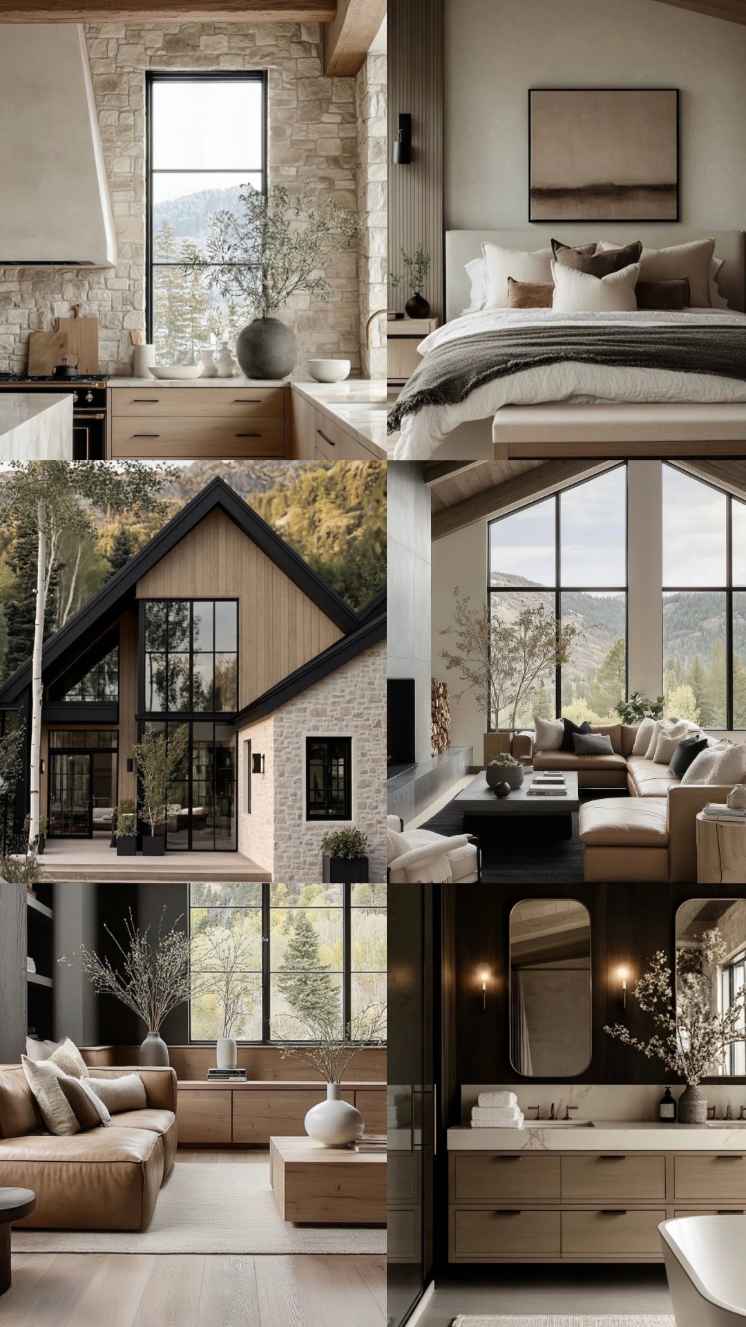 ORGANIC MODERN MOUNTAIN MATERIALS PACKAGE (exterior + interior finishes/details)