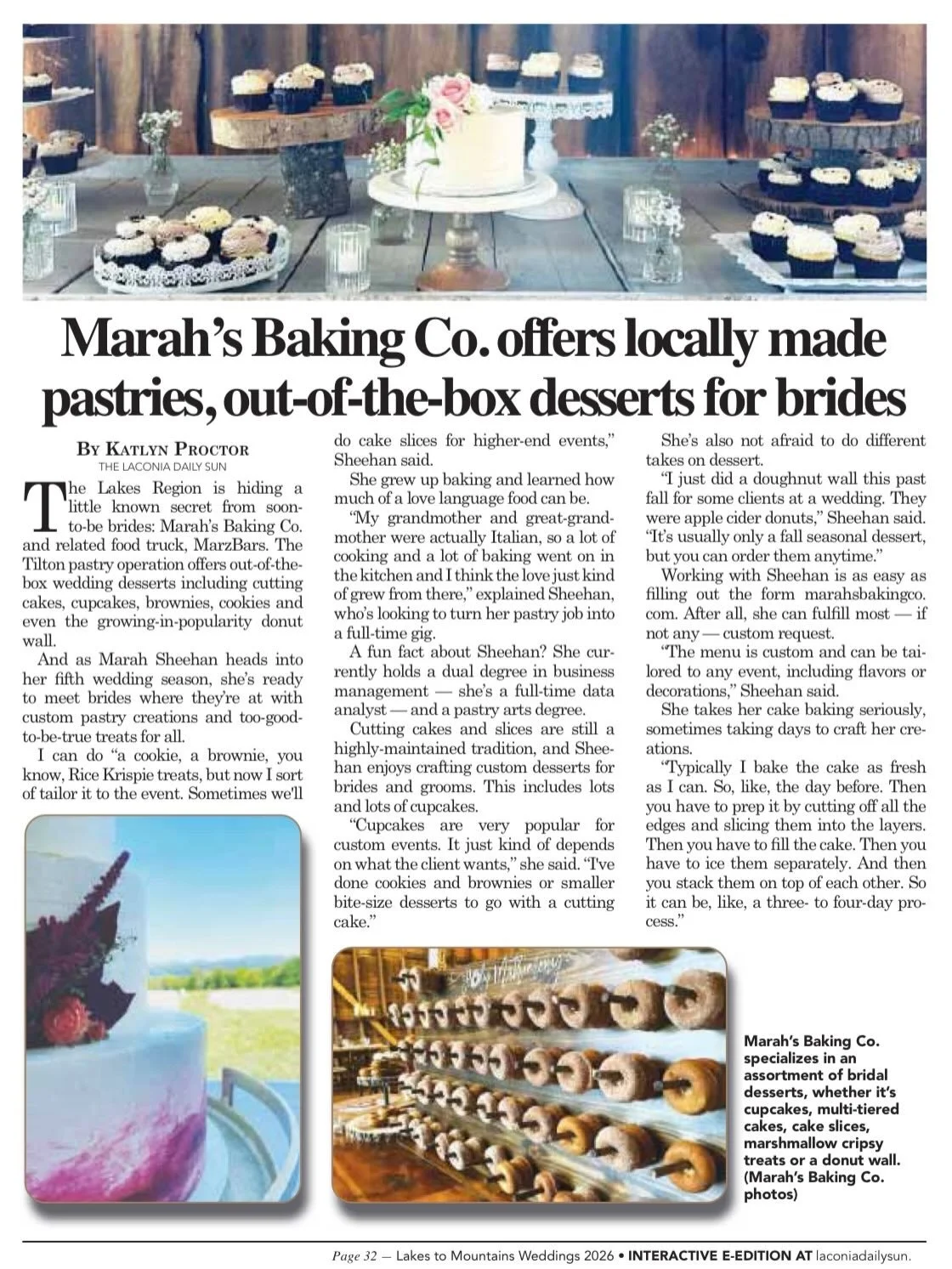 🎉 Happy Friday followers!

I am SO excited to share my feature in the ✨2026 NH Wedding Guide✨A huge THANK YOU to the team @laconiadailysun for the opportunity to be included in this year&rsquo;s print, along with so many other amazing vendors!!

🍰 