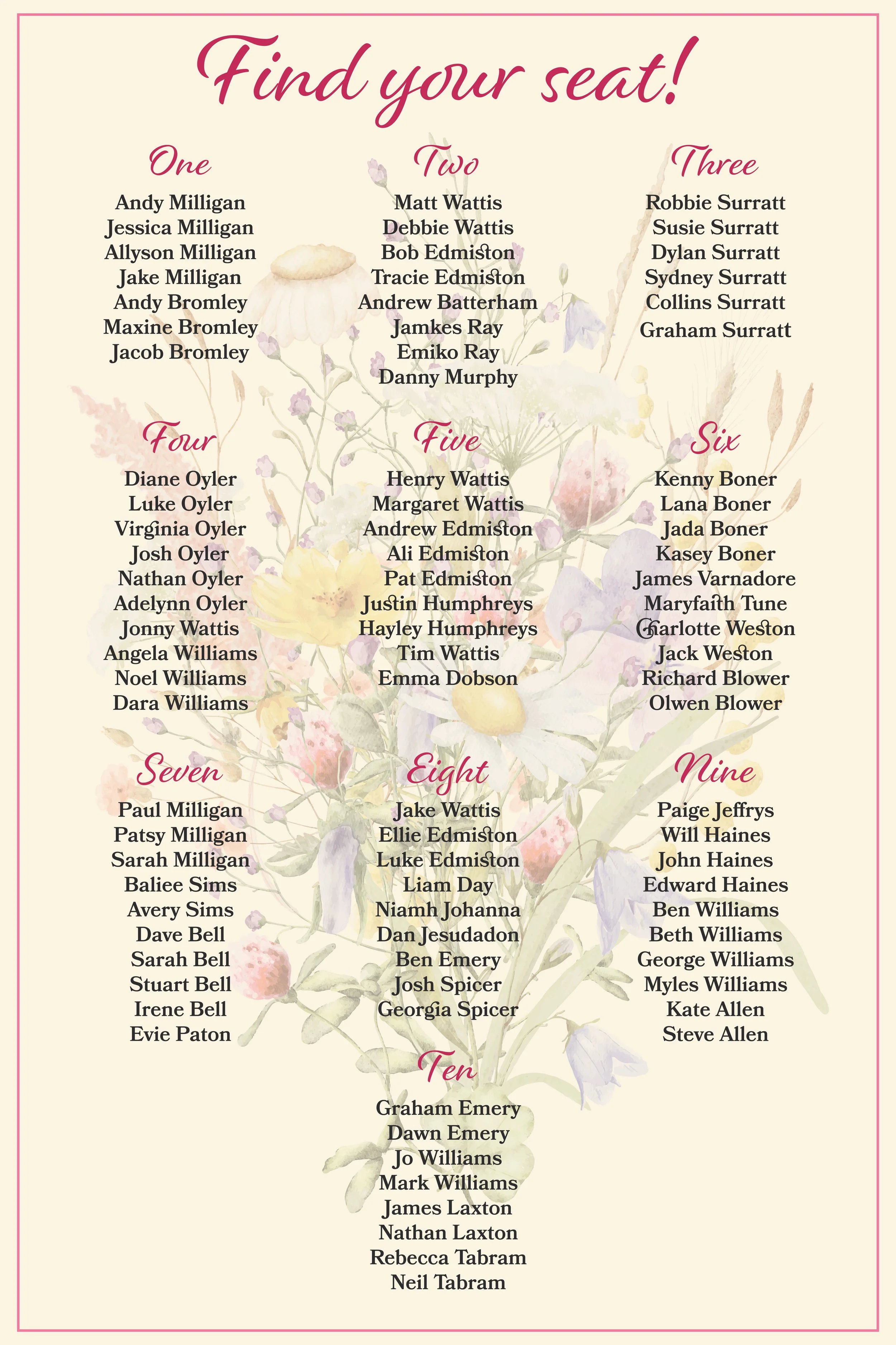Seating Chart