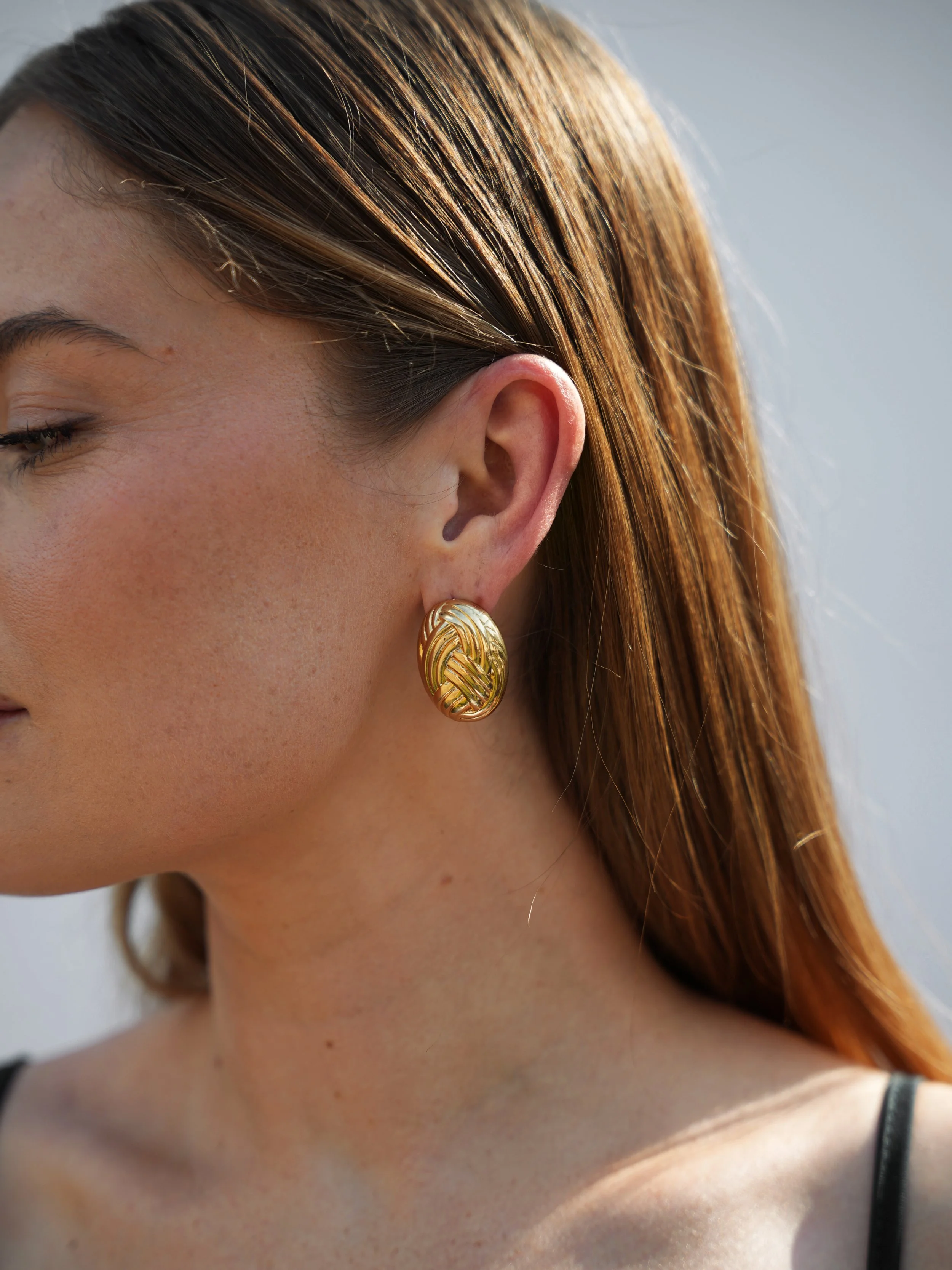 Woven Oval Dome Stud Earrings.JPG