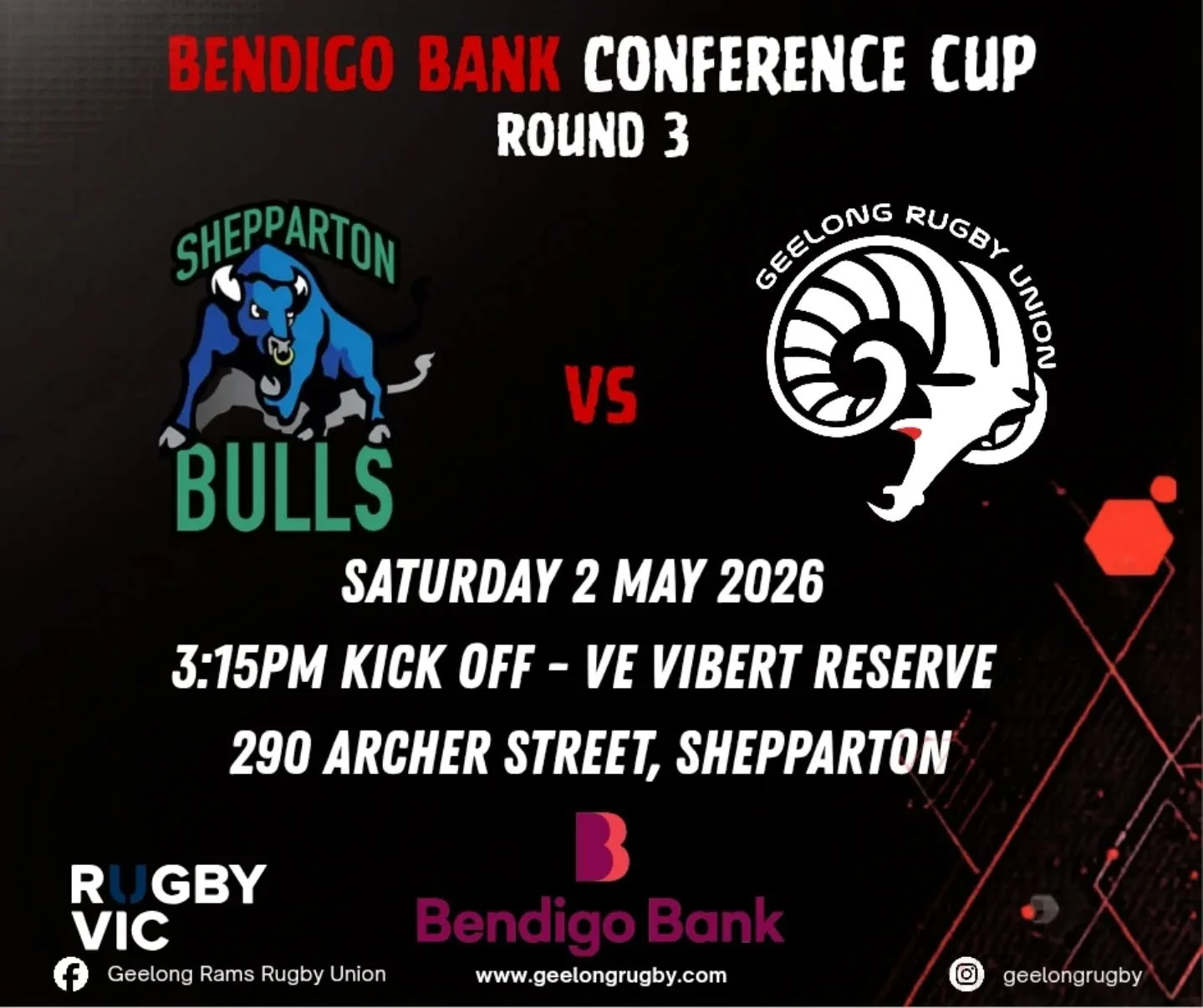 The Rams Are On The Road. Seniors taking on Shepparton and our Juniors are back for the 2026 season.