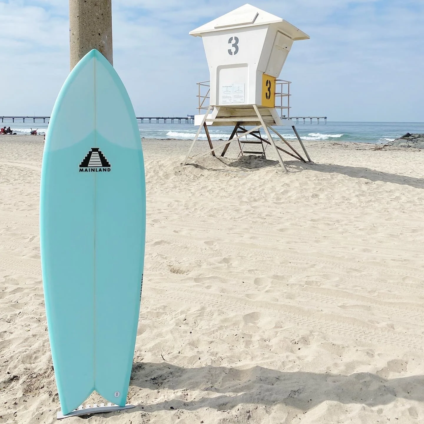 Fishy tabla de surf personalizada azul claro