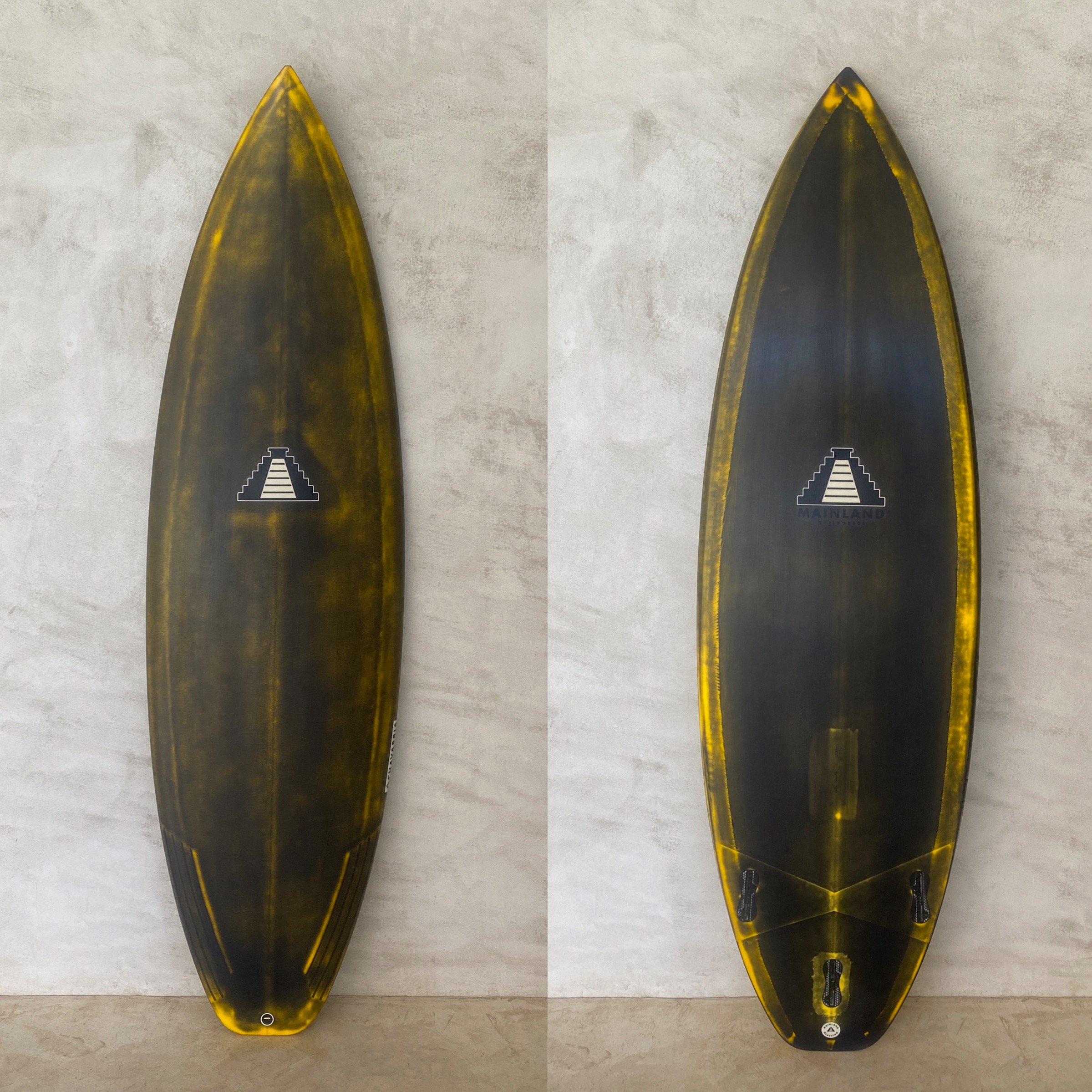 zorra custom black and yellow surfboard.JPG