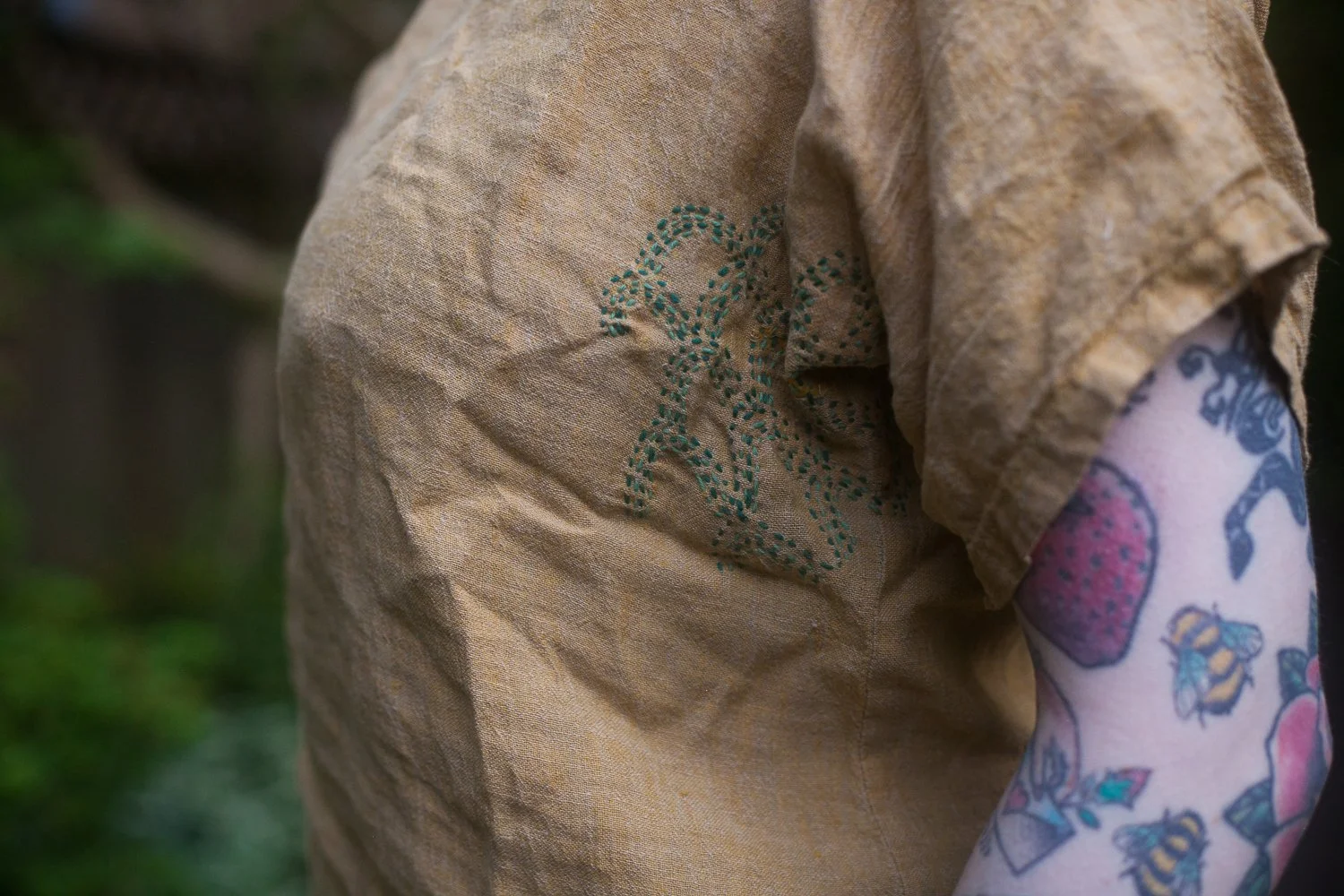 sashiko on linen