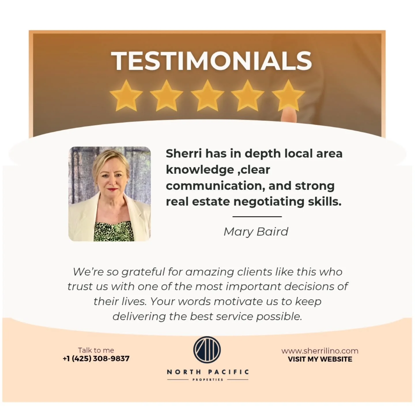 I am thrilled to share a recent testimonial from a satisfied client! 
They expressed their gratitude for the support I provided throughout their real estate journey. 

It warms my heart to know I could help them find their dream home! 😊 
This positi