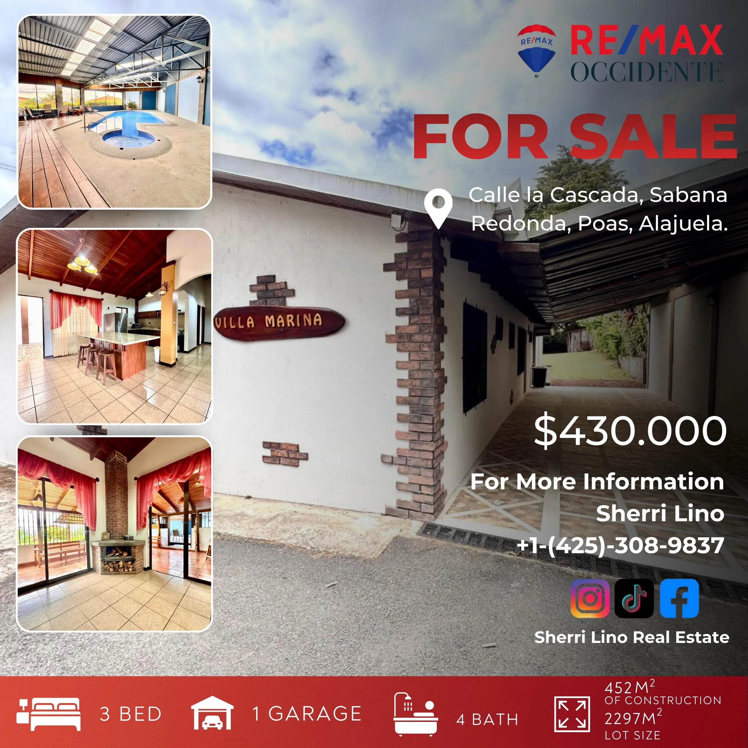 🏡 Villa Marina | Po&aacute;s, Alajuela

Una propiedad que combina privacidad, ubicaci&oacute;n y potencial de inversi&oacute;n. ✨

📍 Calle privada
✈️ A solo 40 minutos del Aeropuerto Juan Santamar&iacute;a
🛒 Cerca de supermercados y restaurantes

