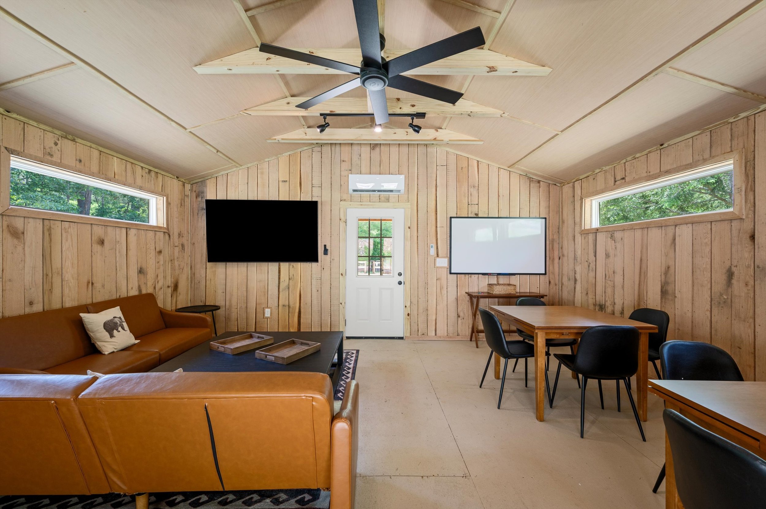 Have a great meeting or movie night in The Commons at Honeylight Glamping.