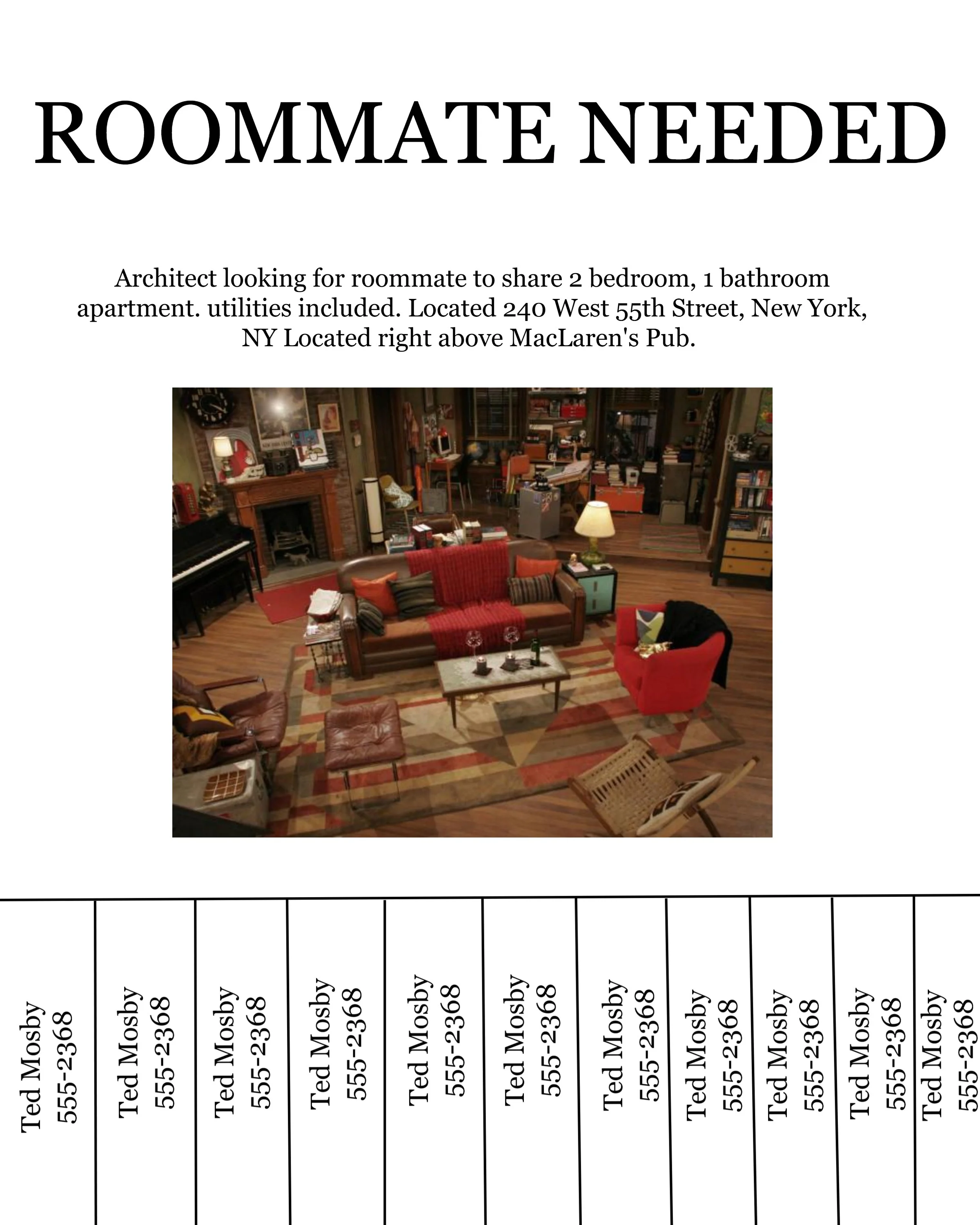 fake Promotional Material made for prop job board on set