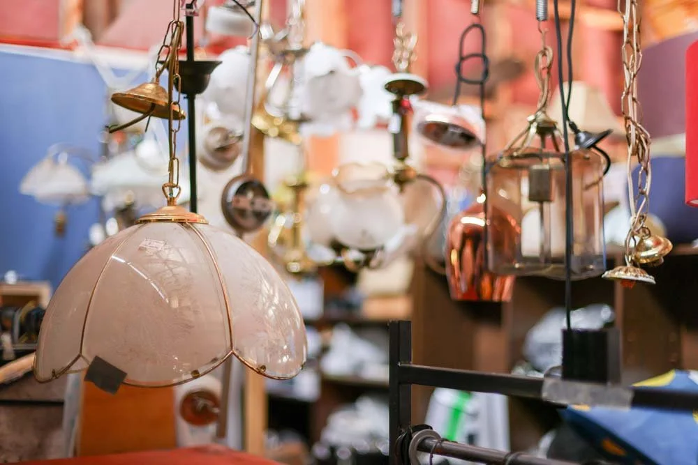 Hanging glass metal lamps