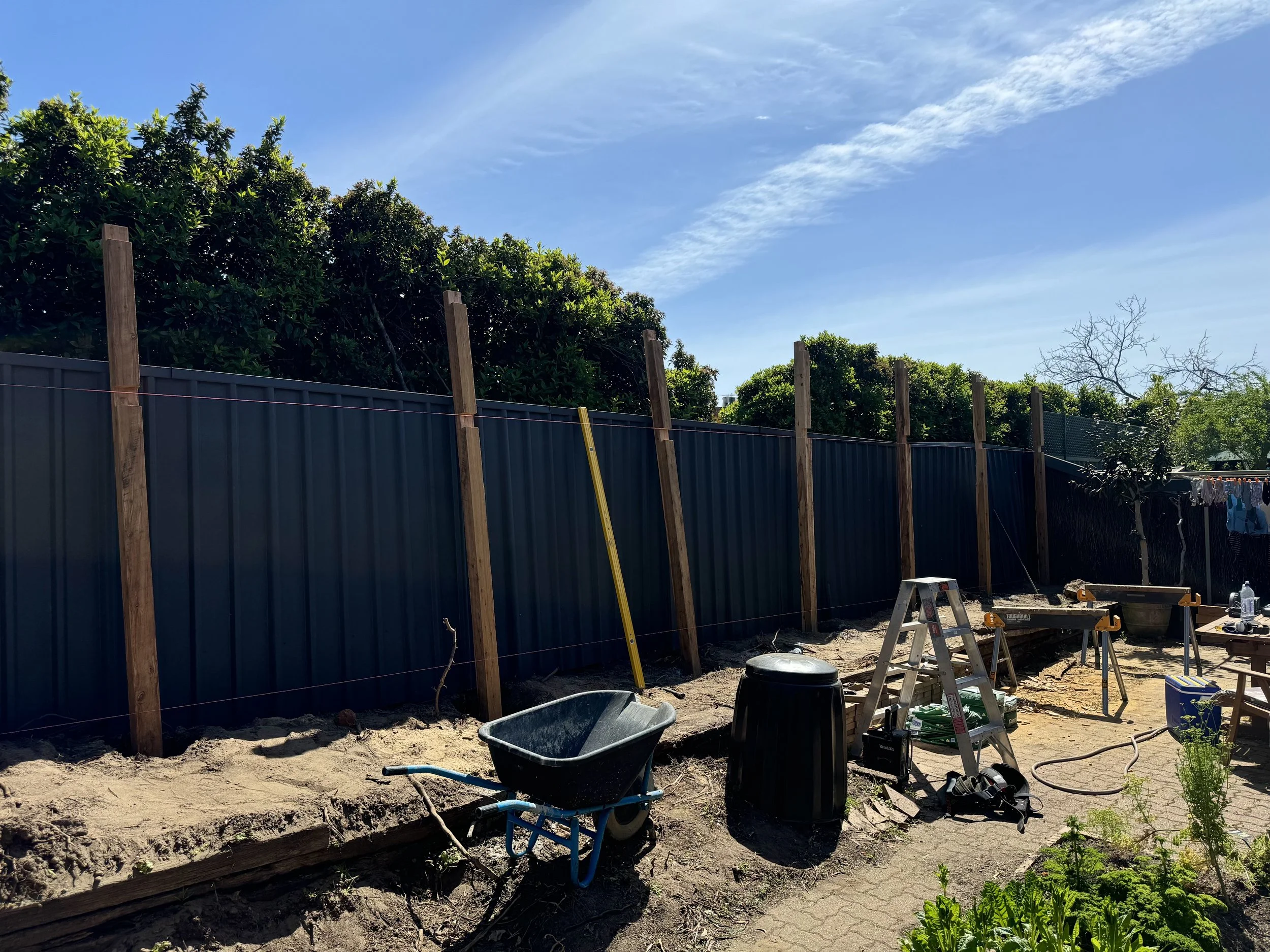 Installation of natural timber screening for privacy and mitigation of light pollution.