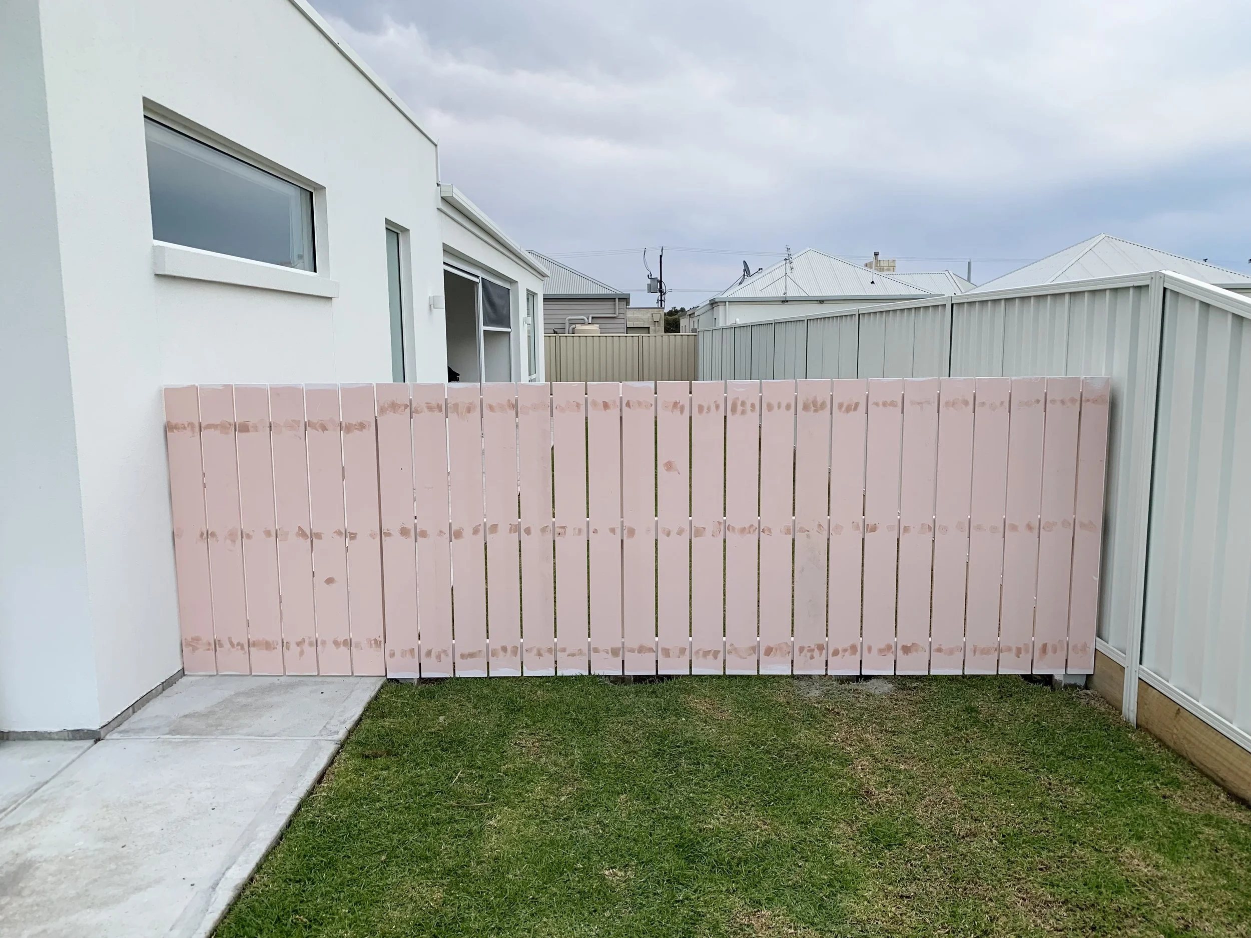 Construction of timber fence at coastal accomodation, Koko Robe.
