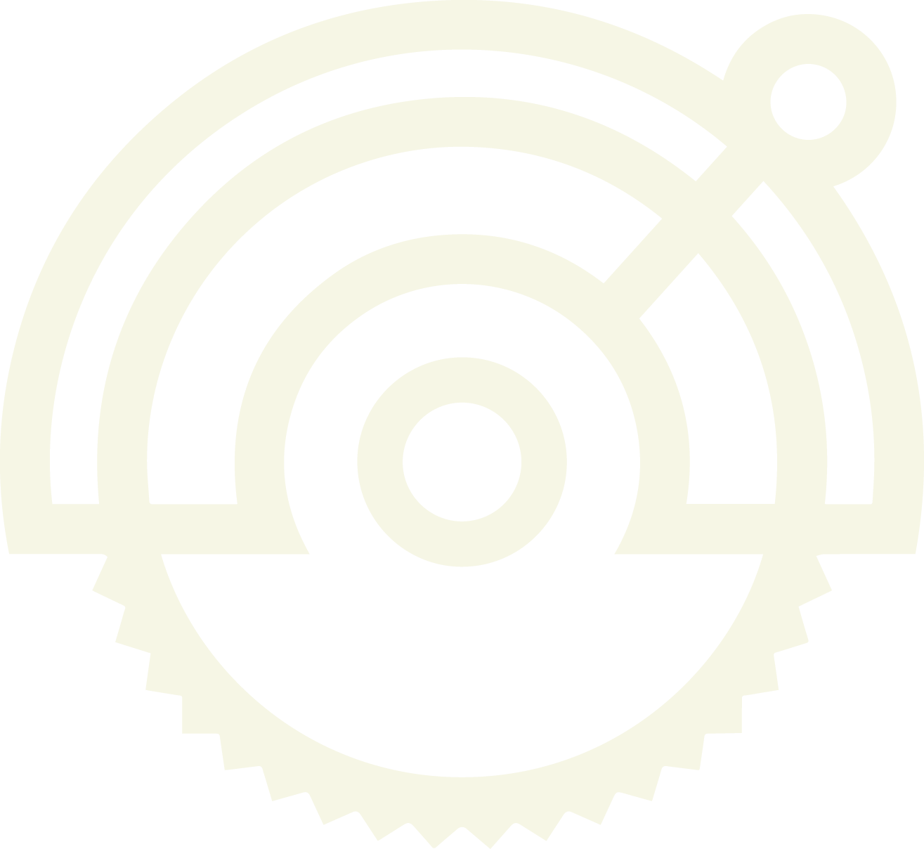 A stylized logo featuring a circular saw blade with a camera lens in the center and a Wi-Fi signal icon above it, all in black and white.