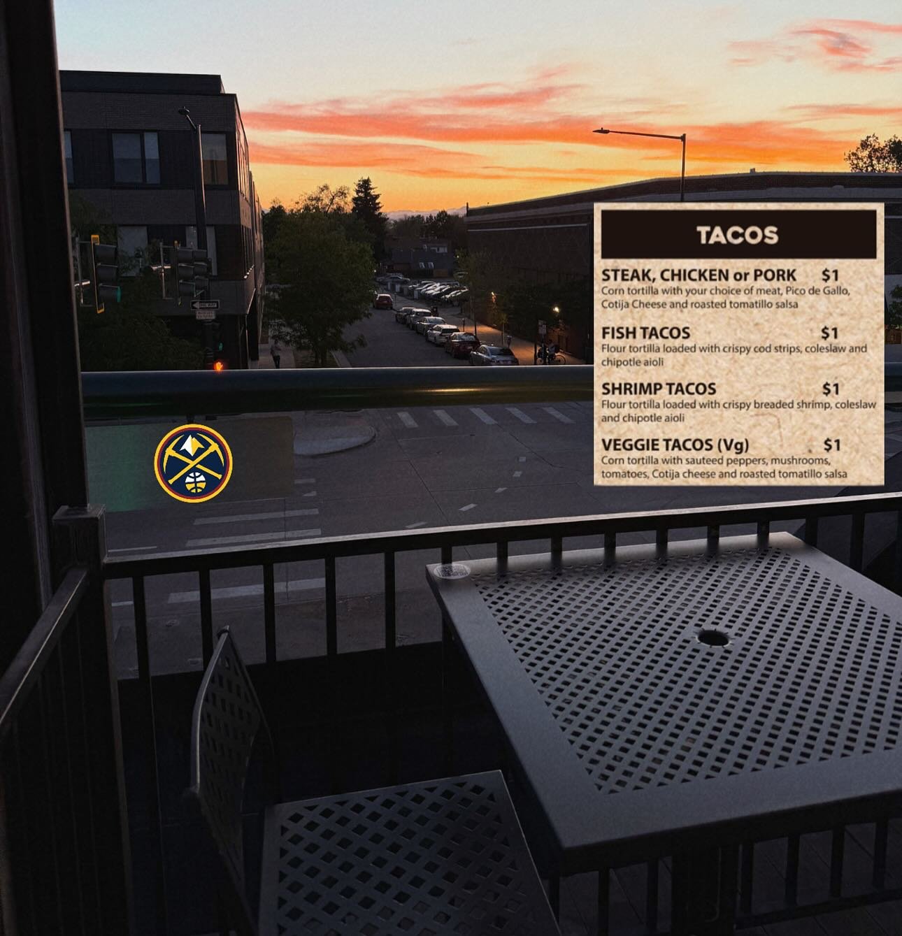 The rooftop misters are ready to go for the warm weather!

Come enjoy $1 tacos and Game 5 of the Nuggets/Thunder series this Tuesday night!

The kitchen opens at 3pm and the game starts at 7:30pm!

🏀🌮😎