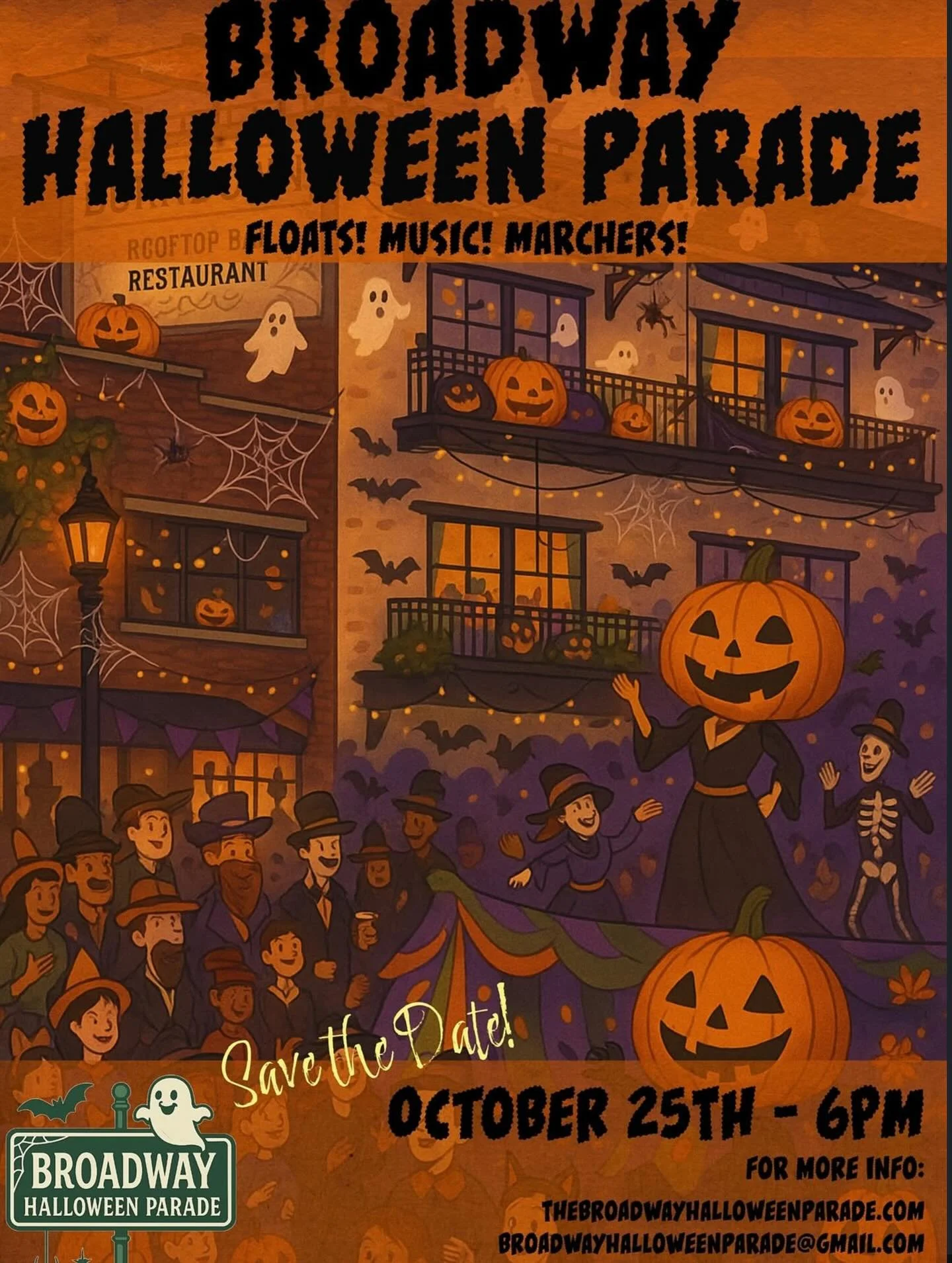 Next Saturday at 6pm!
Broadway Halloween Parade!
Get to The Irish Rover early and secure a great spot on the rooftop!
🎃👻🎉