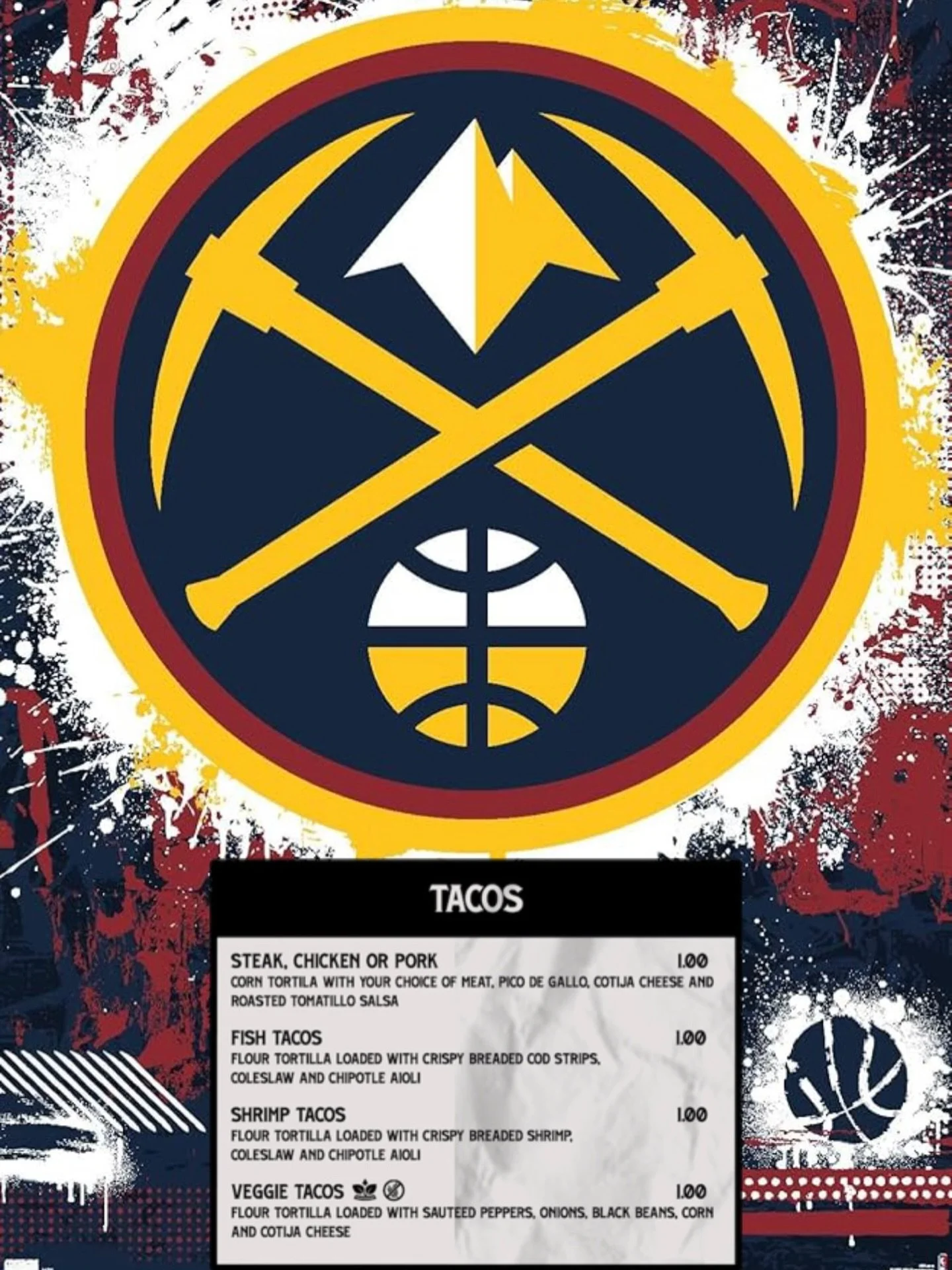 Nuggets vs Pistons at 7pm Tonight!

Plus $1 Tacos Every Tuesday!

🏀🔥🌮